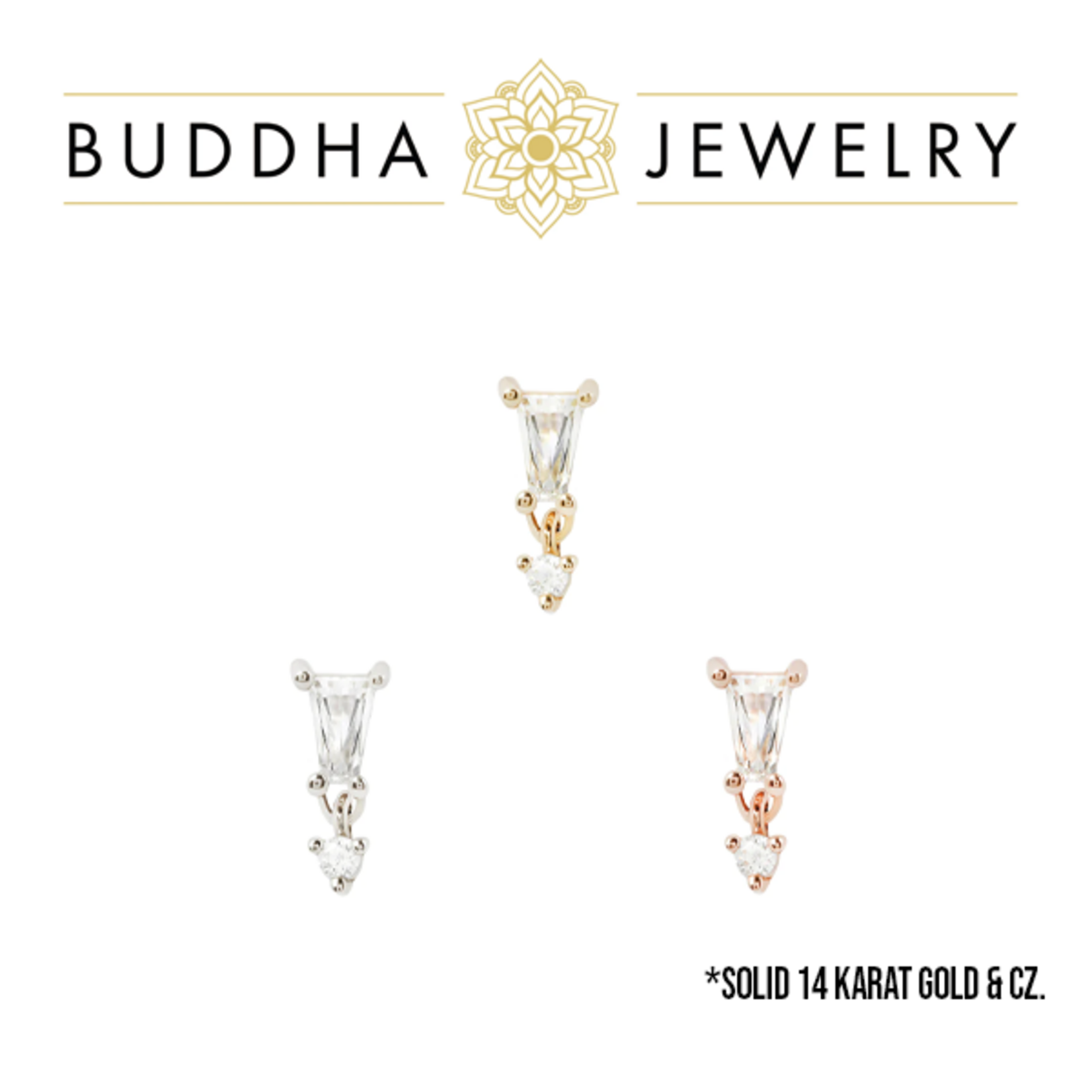 Buddha Jewelry Organics Buddha Jewelry Organics "Yves" press-fit end with tapered baguette CZ & dangle