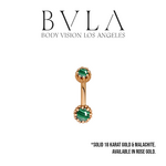BVLA BVLA Rose Gold 14g "Crown Navel" Navel Curve with Malachite