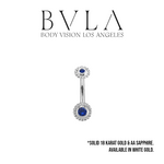 BVLA BVLA "Beaded Raine" Navel Curve with AA Sapphire
