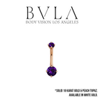 BVLA BVLA Rose Gold 14g "Classic Prong" Navel Curve with AA Amethyst