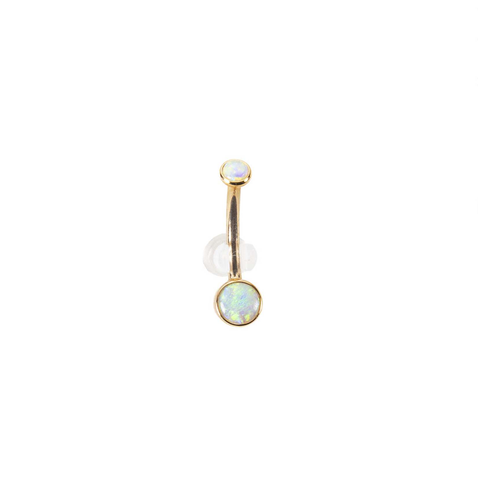 BVLA BVLA 14g 7/16 classic bezel navel curve with 3.0 and 5.0 AA white opal