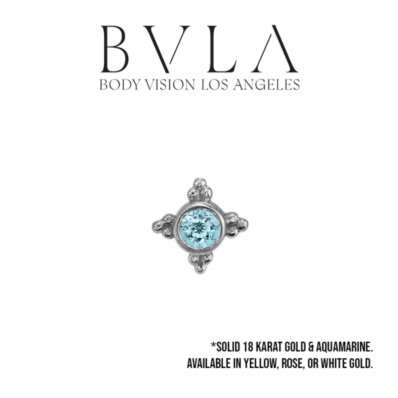 BVLA BVLA 16g "Mini Kandy" threaded end with bezel-set AA Aquamarine