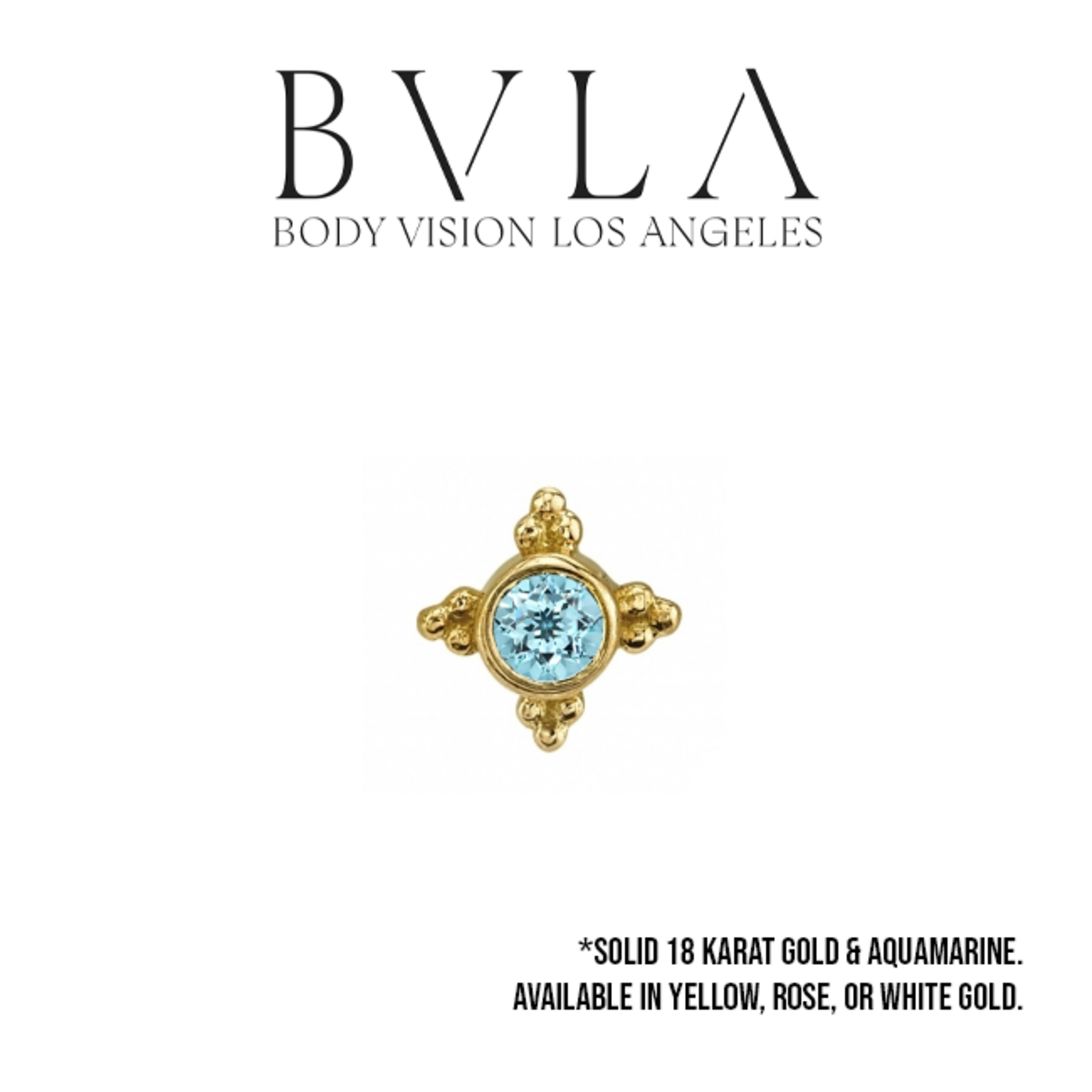 BVLA BVLA 16g "Mini Kandy" threaded end with bezel-set AA Aquamarine
