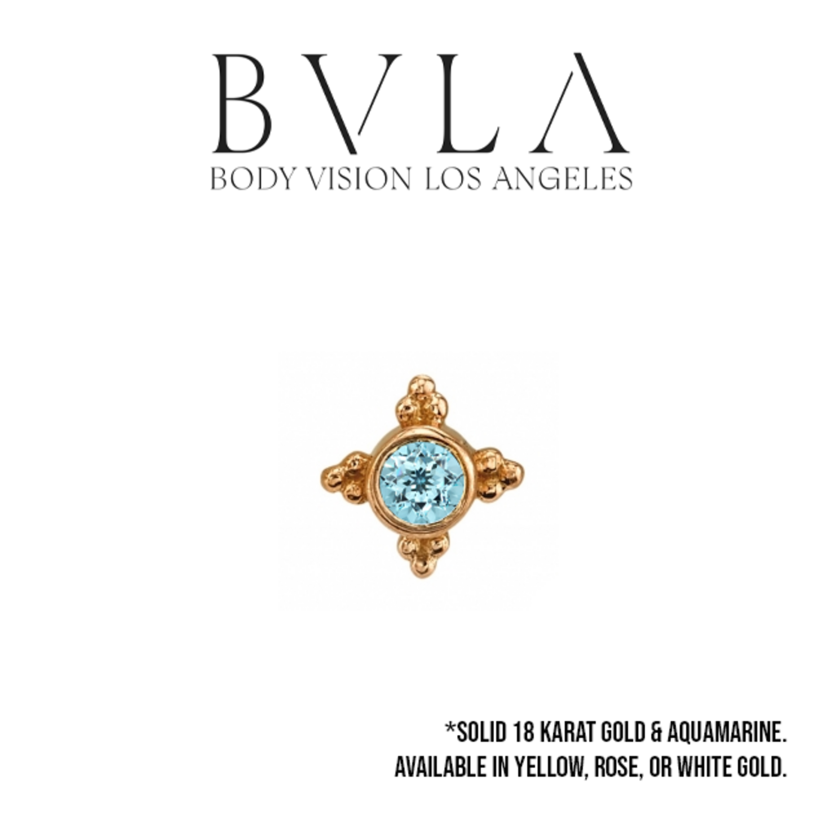 BVLA BVLA 16g "Mini Kandy" threaded end with bezel-set AA Aquamarine