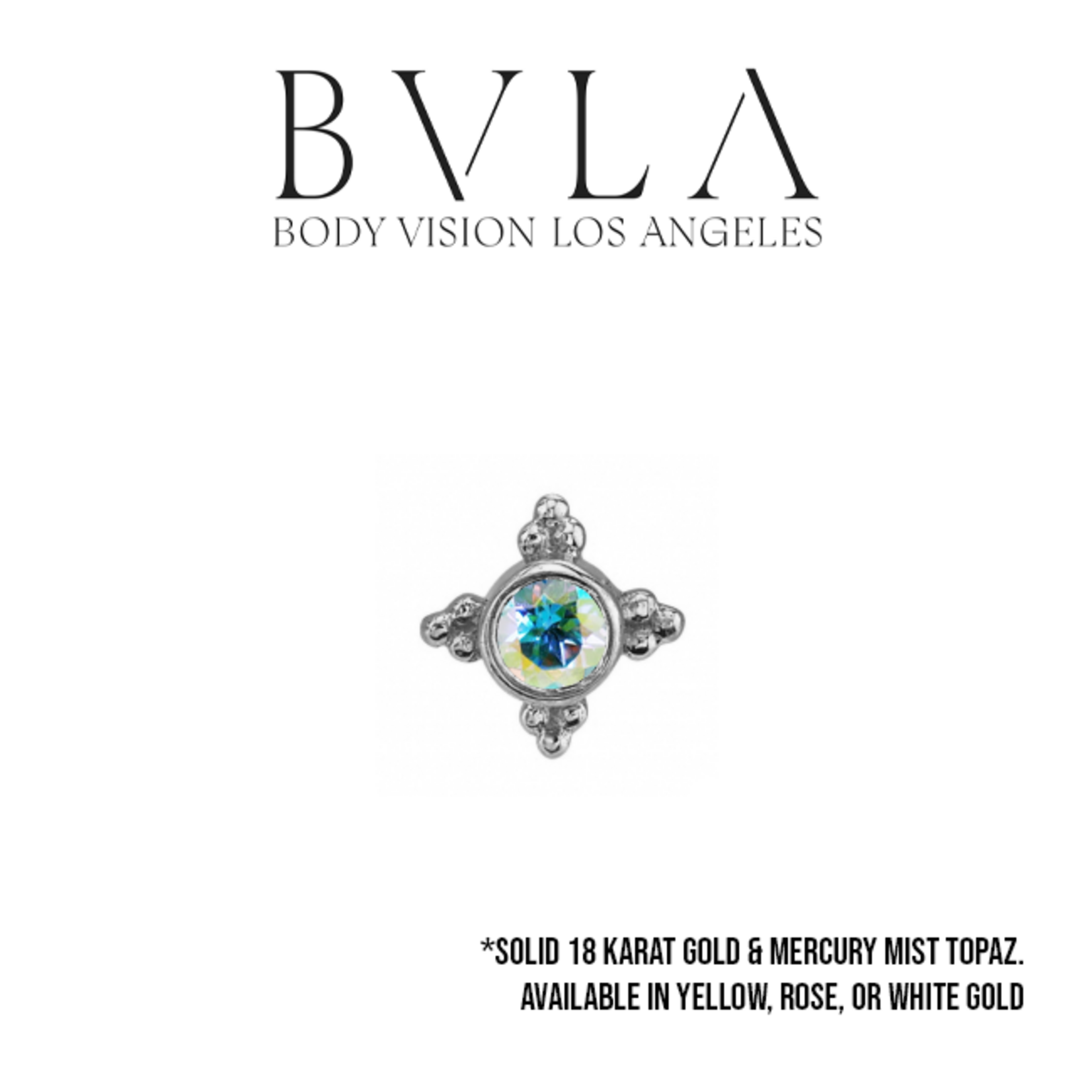 BVLA BVLA 16g "Mini Kandy" threaded end with bezel-set Mercury Mist Topaz