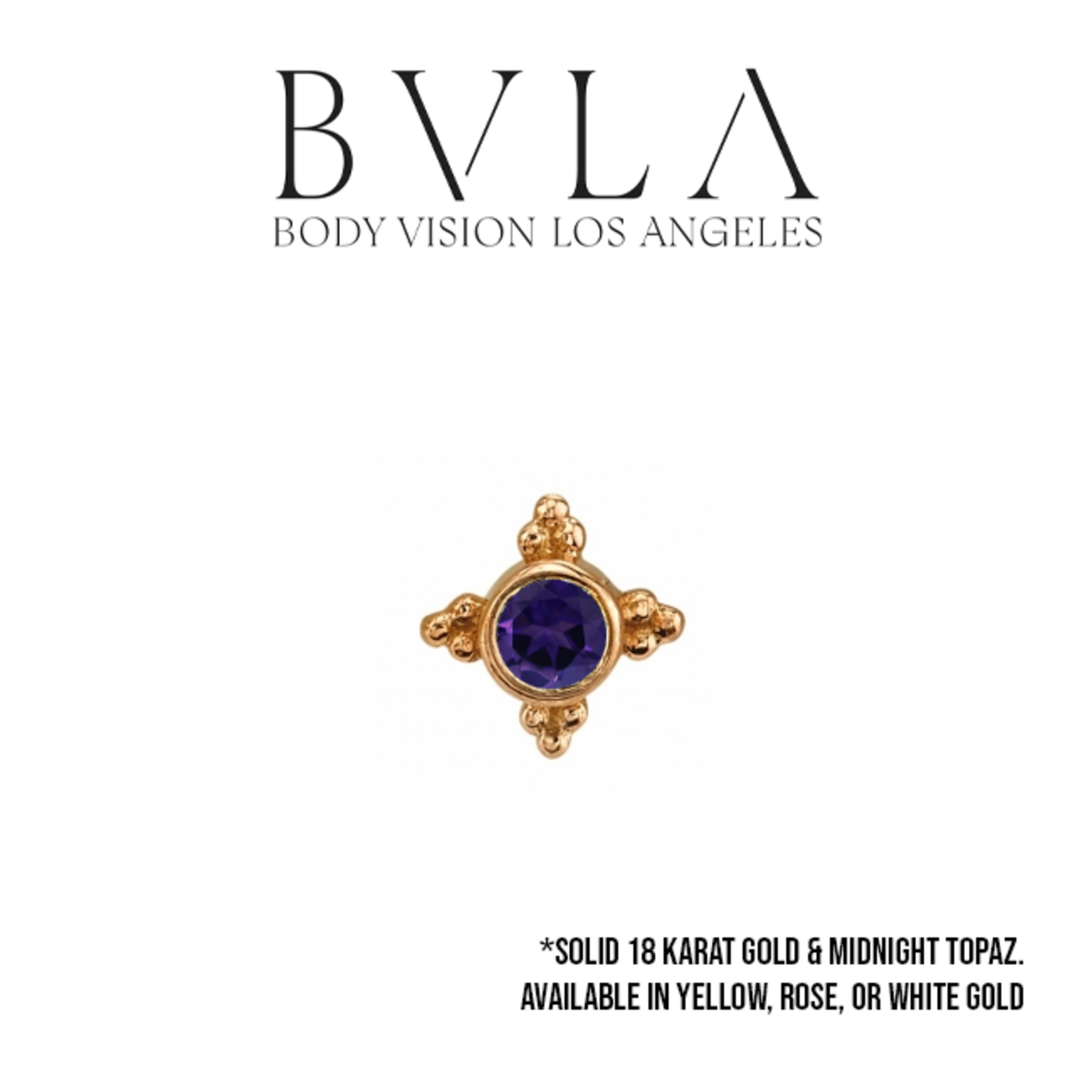 BVLA BVLA 16g "Mini Kandy" threaded end with bezel-set Midnight Topaz