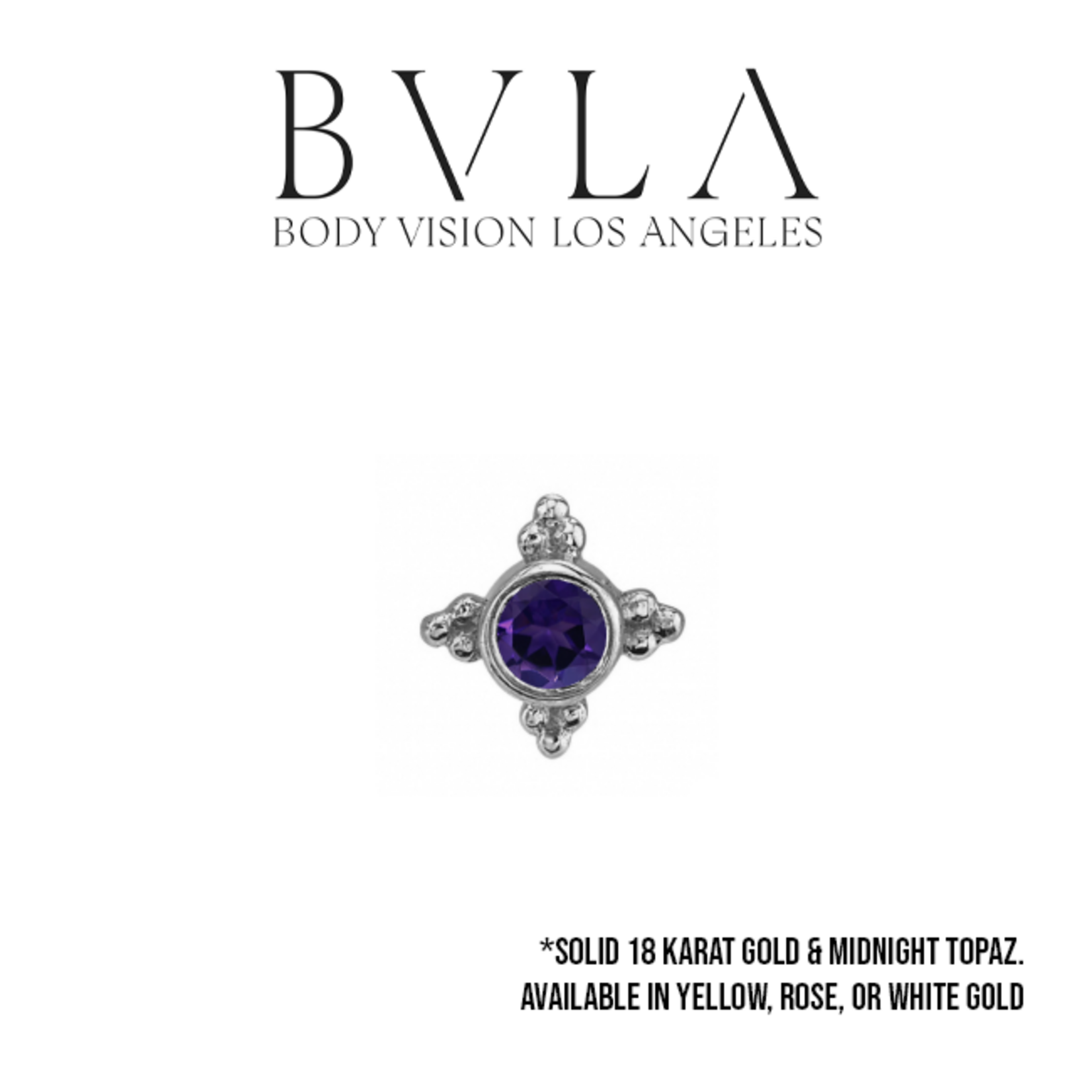 BVLA BVLA 16g "Mini Kandy" threaded end with bezel-set Midnight Topaz