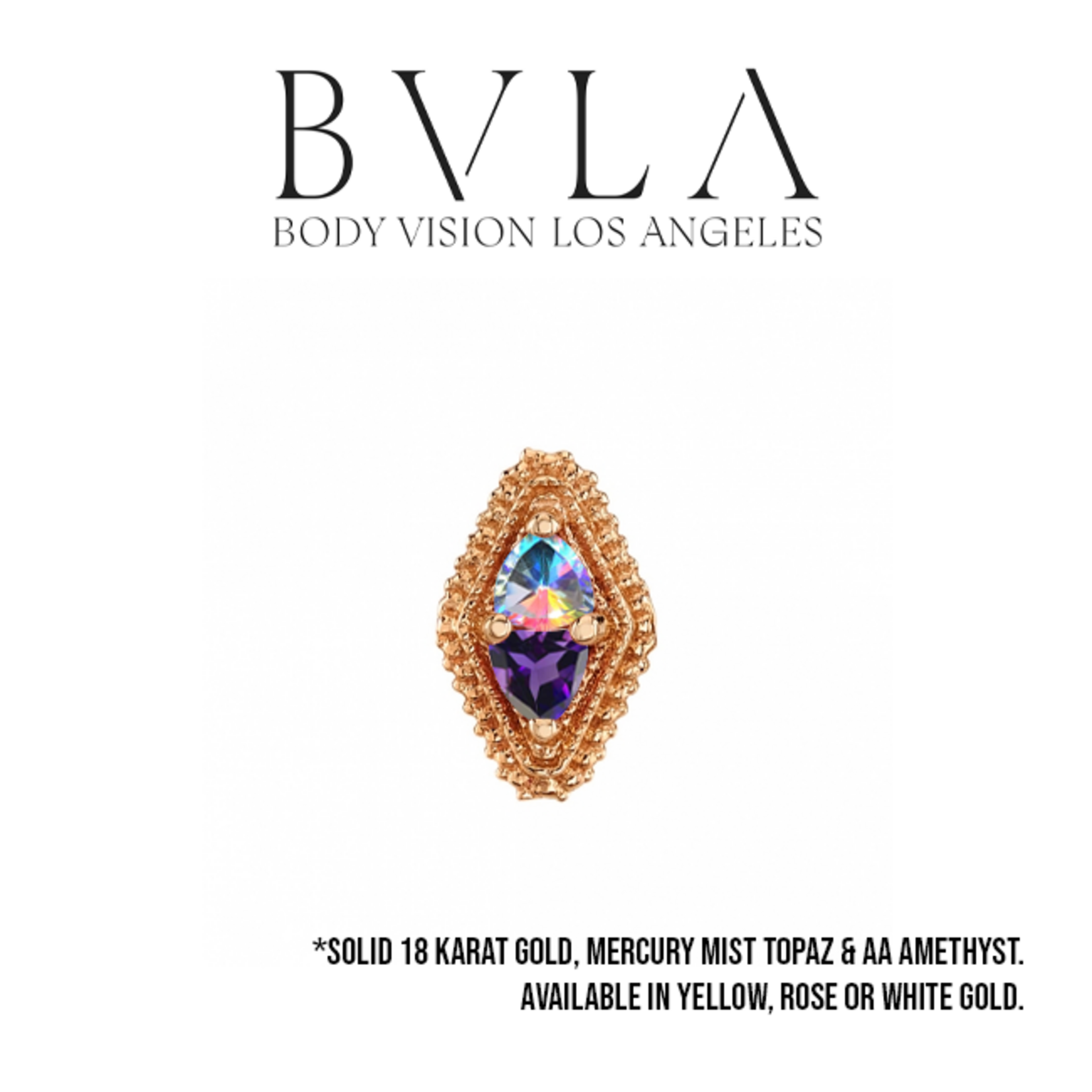 BVLA BVLA 16g "Afghan Double Trillion" threaded end with Amethyst & Mercury Mist Topaz
