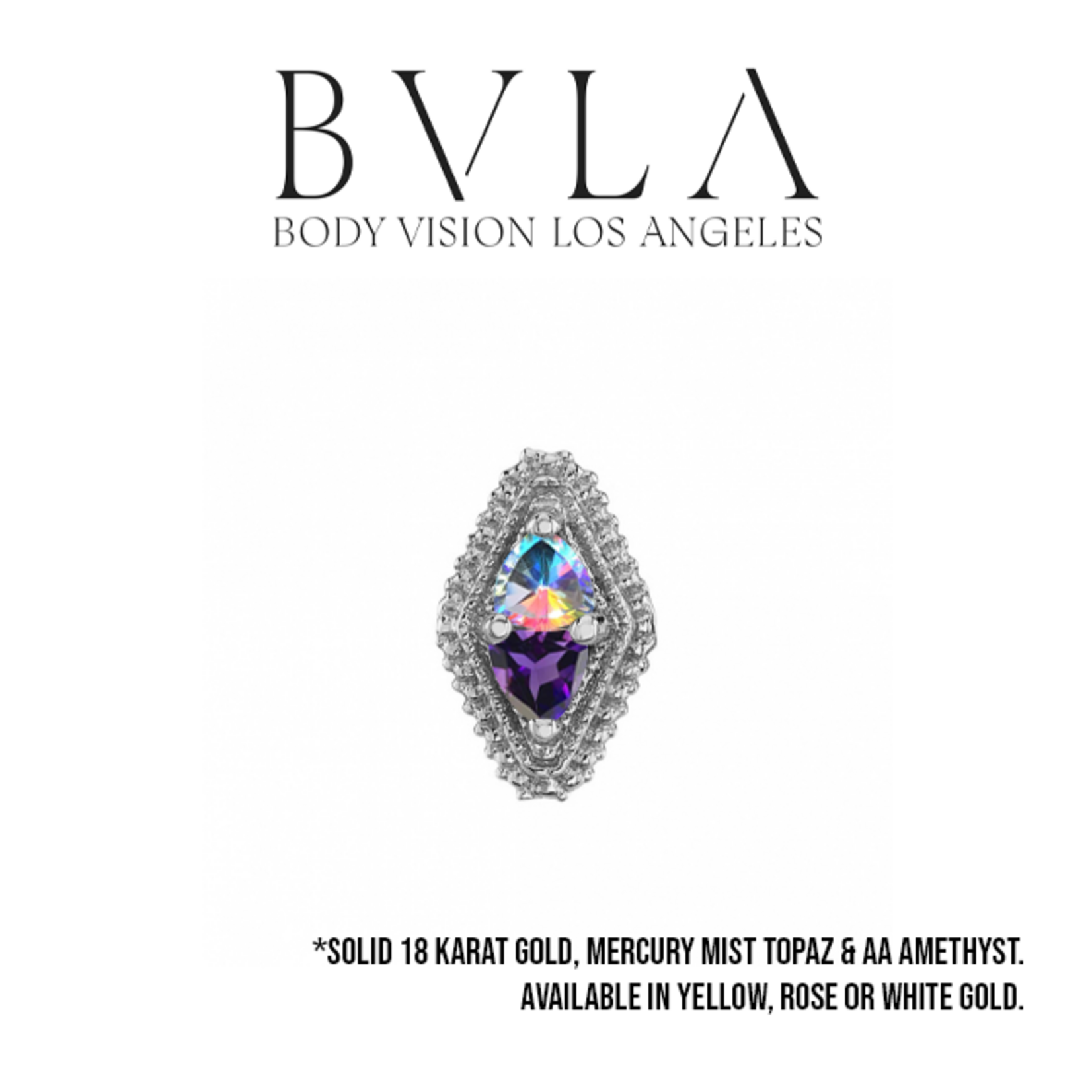 BVLA BVLA 16g "Afghan Double Trillion" threaded end with Amethyst & Mercury Mist Topaz