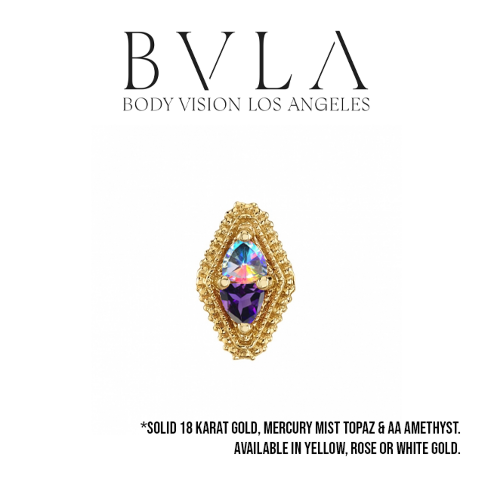 BVLA BVLA 16g "Afghan Double Trillion" threaded end with Amethyst & Mercury Mist Topaz