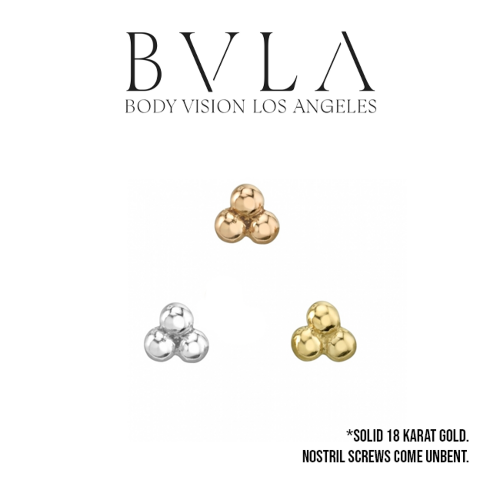 BVLA BVLA 20g gold 1.5 tri bead cluster nostril screw