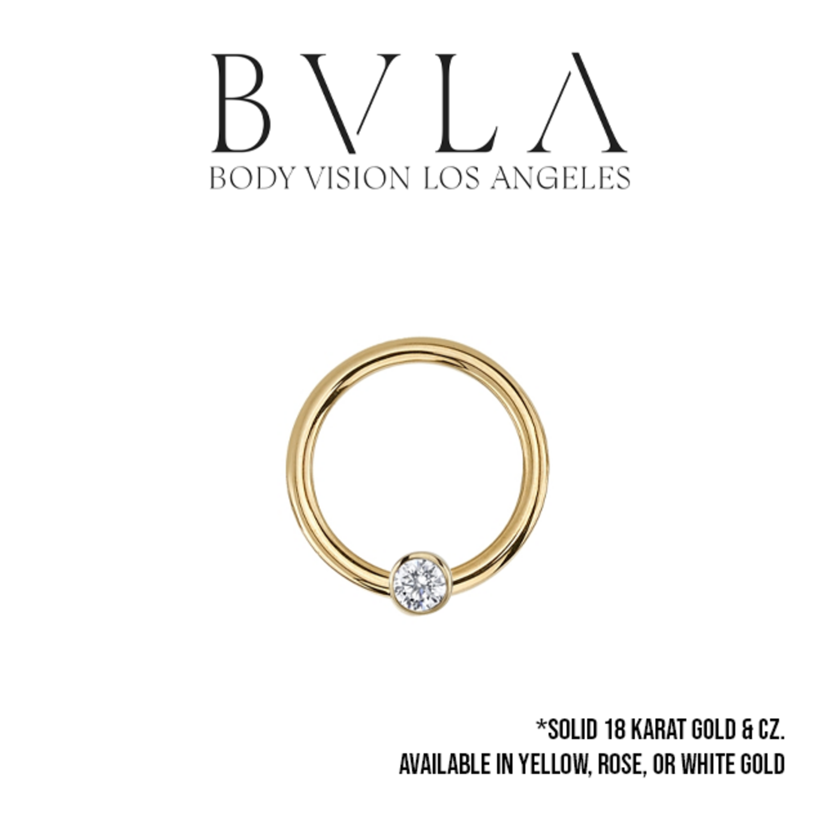 BVLA BVLA 18g "Fixed Bezel Ring" with 2.0mm CZ