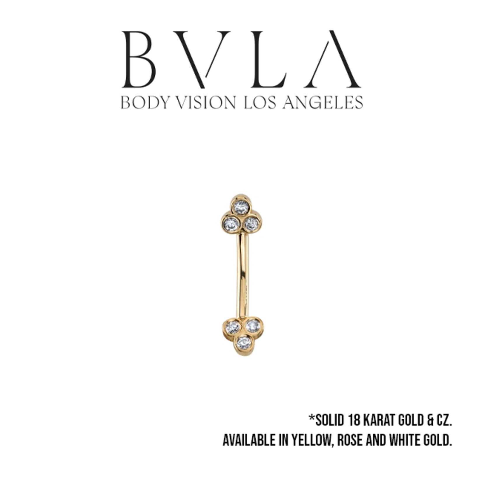 BVLA BVLA 16g "Tri Bezel Cluster" curved barbell with CZ
