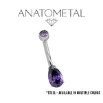 Anatometal Anatometal 14g Steel Pear-Cut Navel Curve