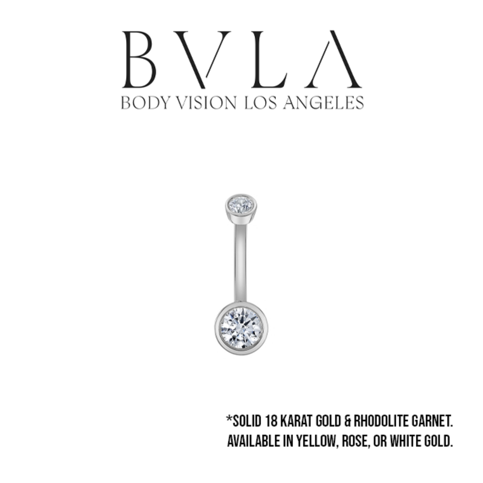 BVLA BVLA 14g "Tapered Classic Bezel" navel curve with 3.0mm & 5.0mm CZ