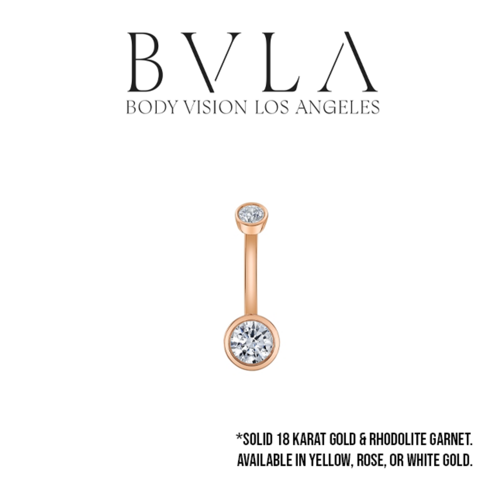 BVLA BVLA 14g "Tapered Classic Bezel" navel curve with 3.0mm & 5.0mm CZ