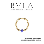 BVLA BVLA 16g "Fixed Prong Ring" with AA Tanzanite