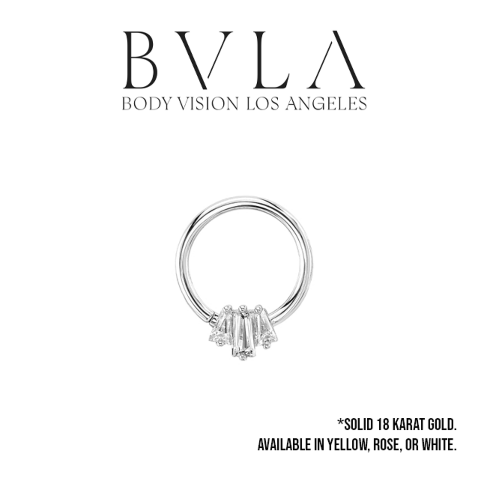 BVLA BVLA 16g "Oceane 3" seam ring with 2x 3.0x2.0x1.0mm & 1x 4.0x2.0x1.0mm tapered CZ baguettes