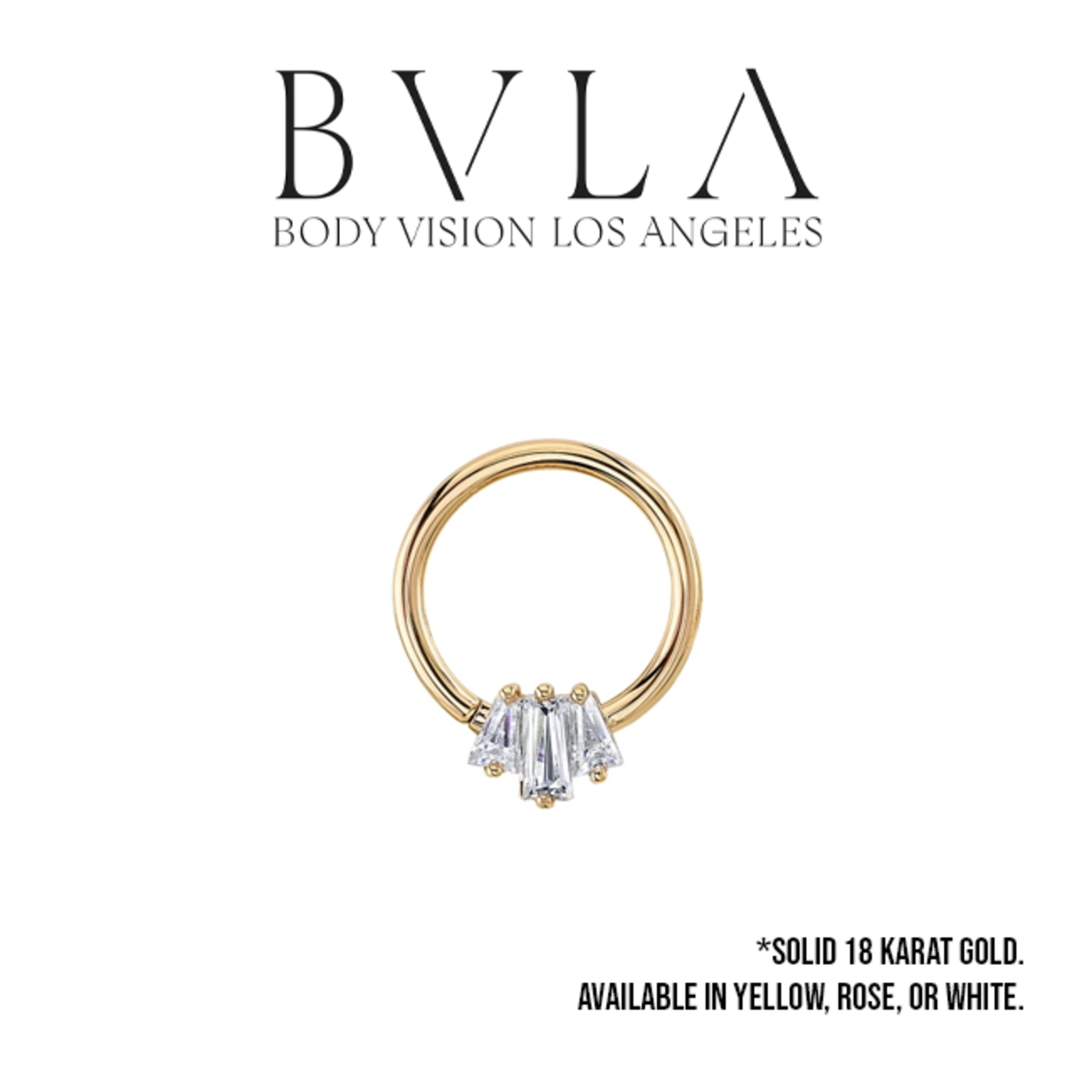 BVLA BVLA 16g "Oceane 3" seam ring with 2x 3.0x2.0x1.0mm & 1x 4.0x2.0x1.0mm tapered CZ baguettes