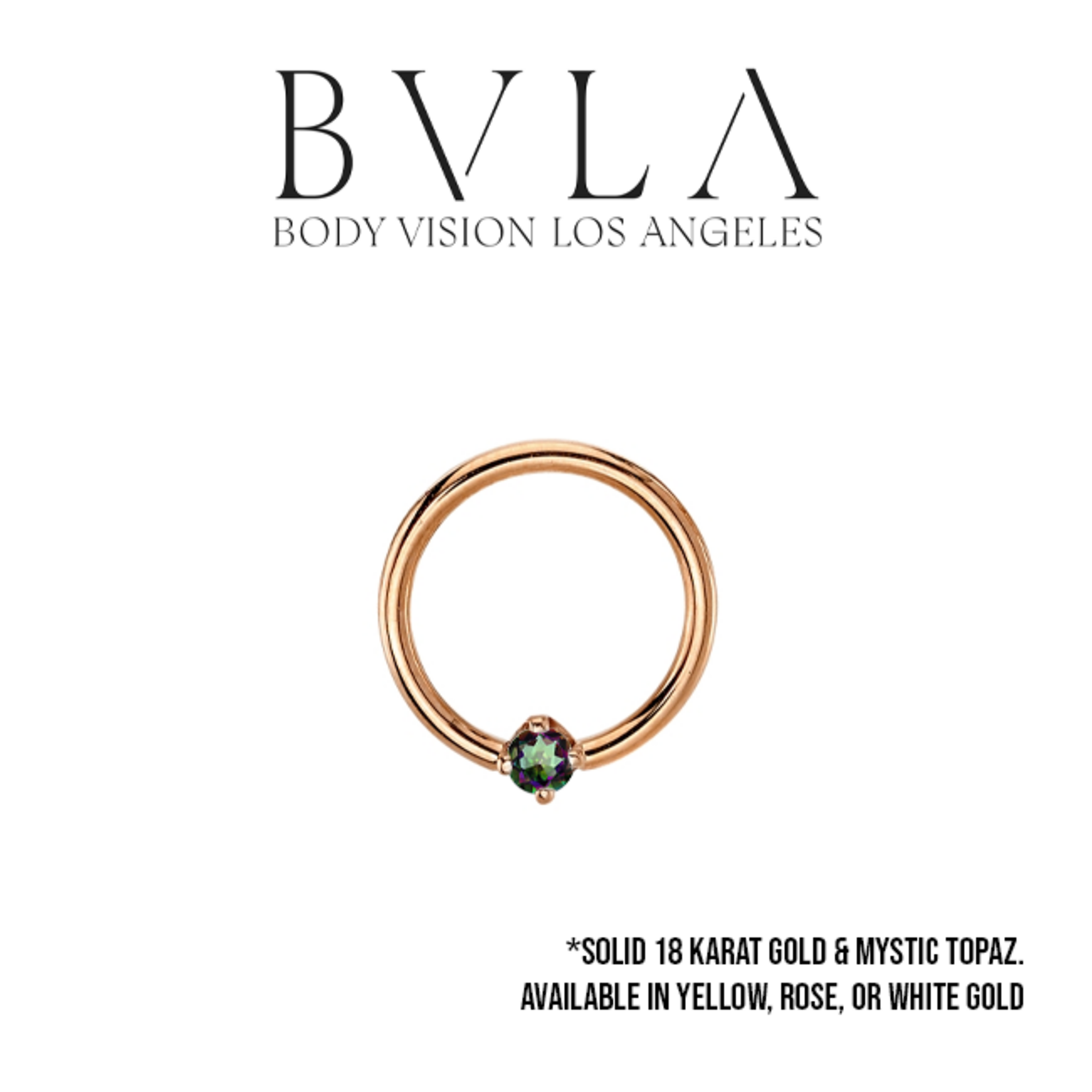 BVLA 16g BVLA "Fixed Prong Ring" with Mystic Topaz