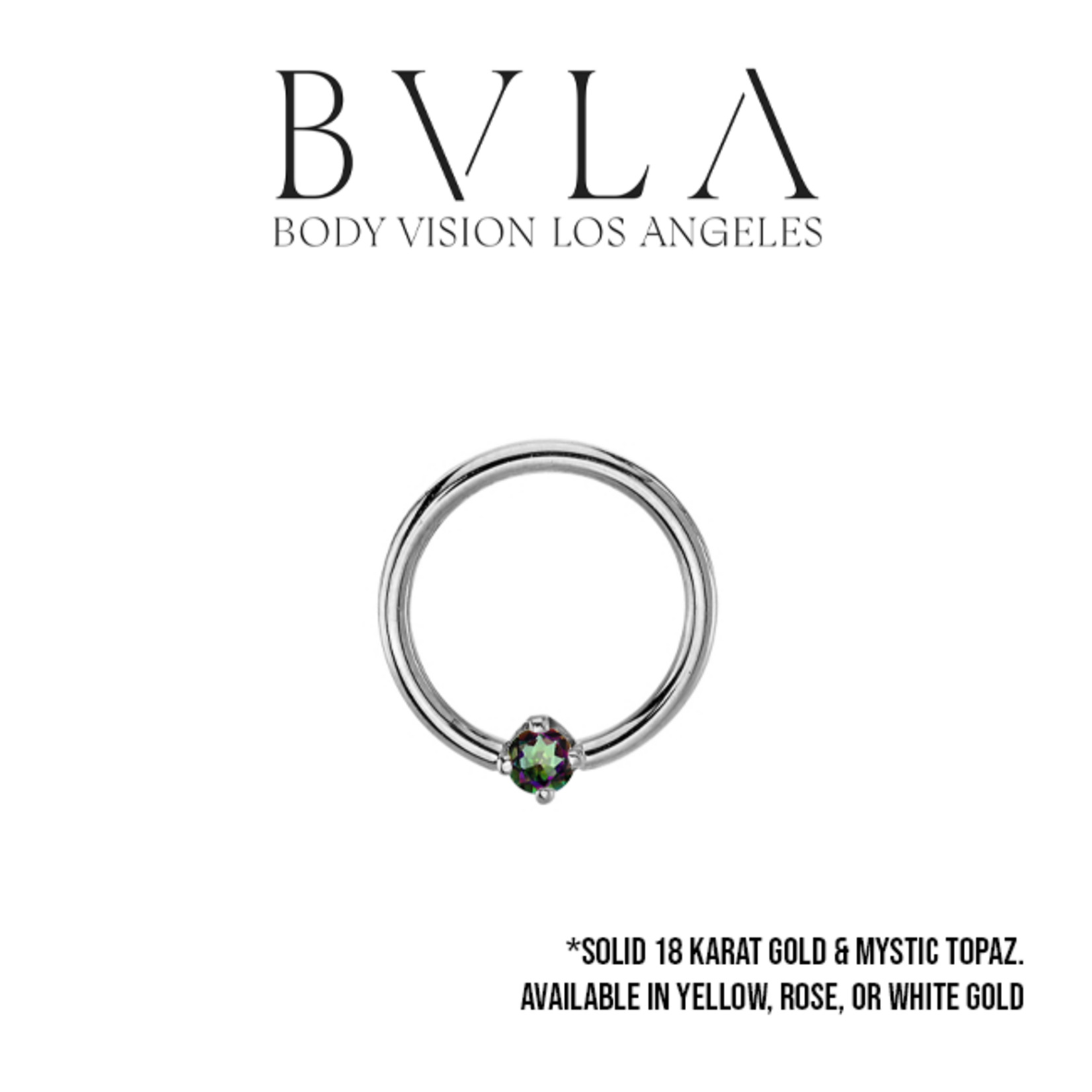 BVLA 16g BVLA "Fixed Prong Ring" with Mystic Topaz