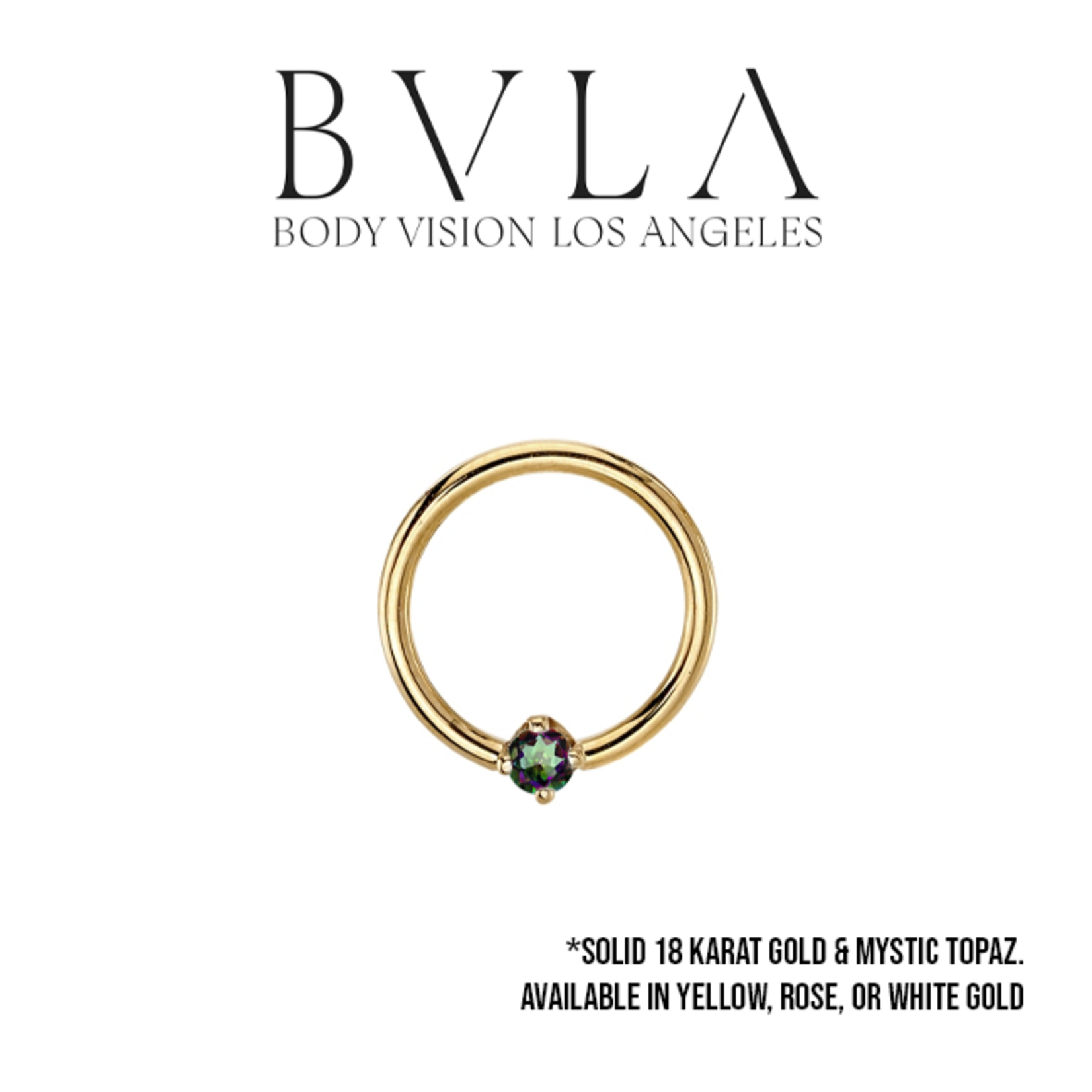 BVLA 16g BVLA "Fixed Prong Ring" with Mystic Topaz