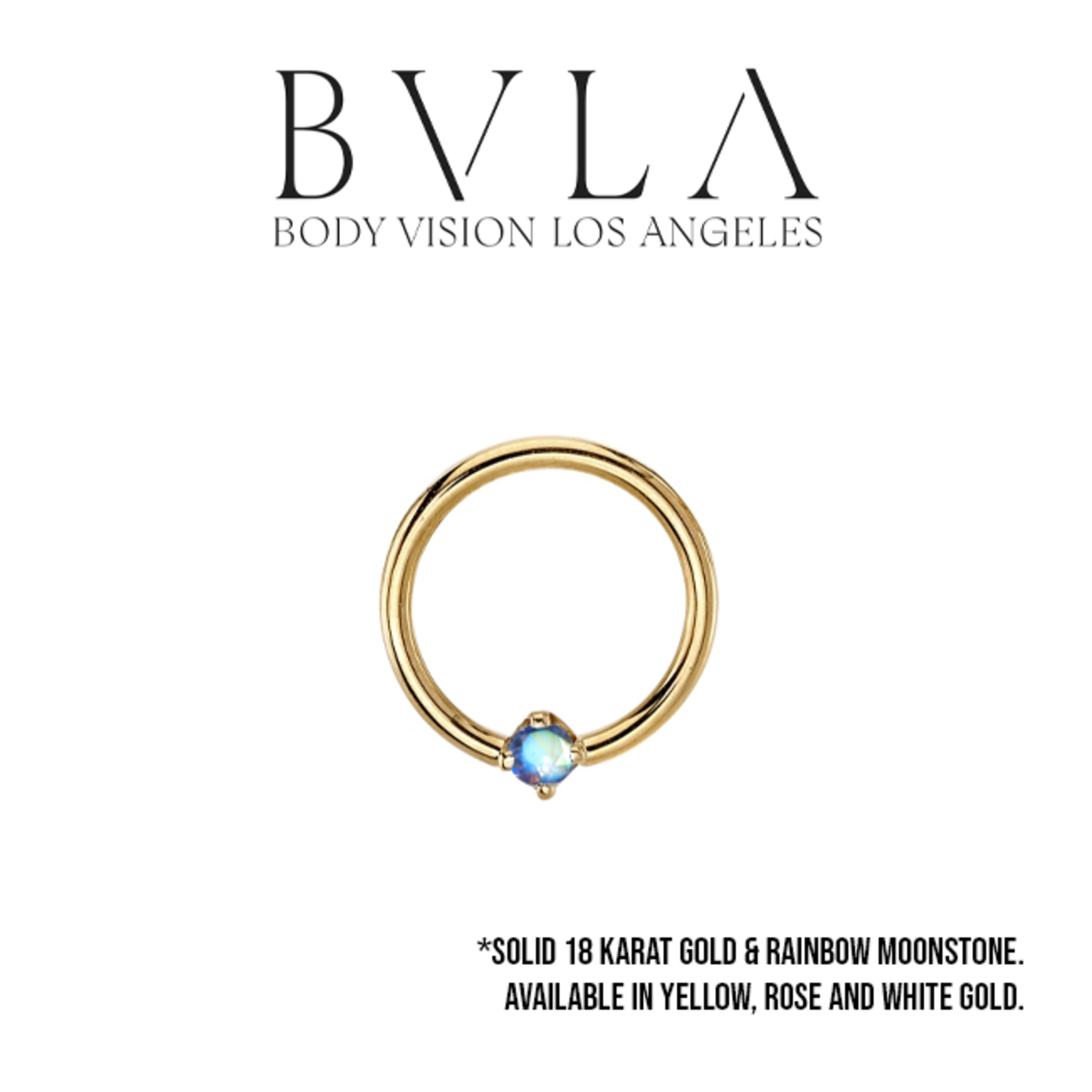 BVLA BVLA 16g "Fixed Prong Ring" with Faceted Rainbow Moonstone
