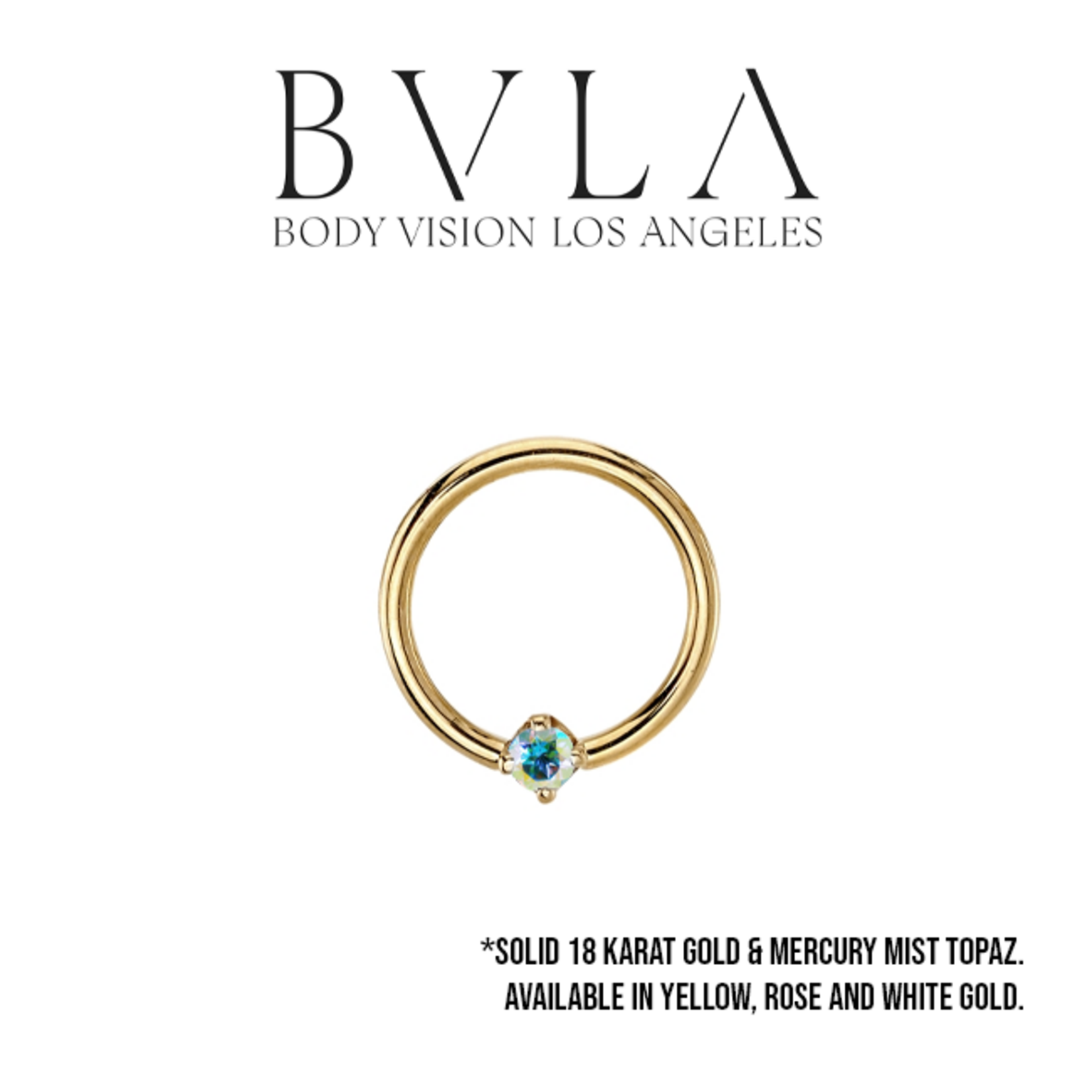 BVLA BVLA 16g "Fixed Prong Ring" with Mercury Mist Topaz