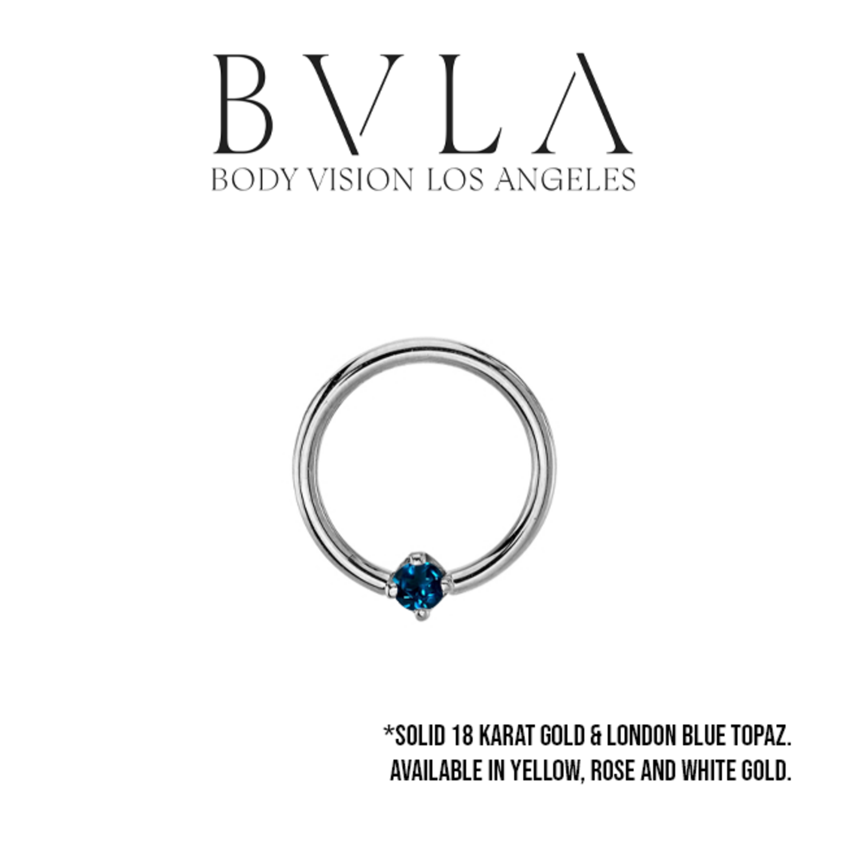 BVLA BVLA 16g "Fixed Prong Ring" with AA London Blue Topaz
