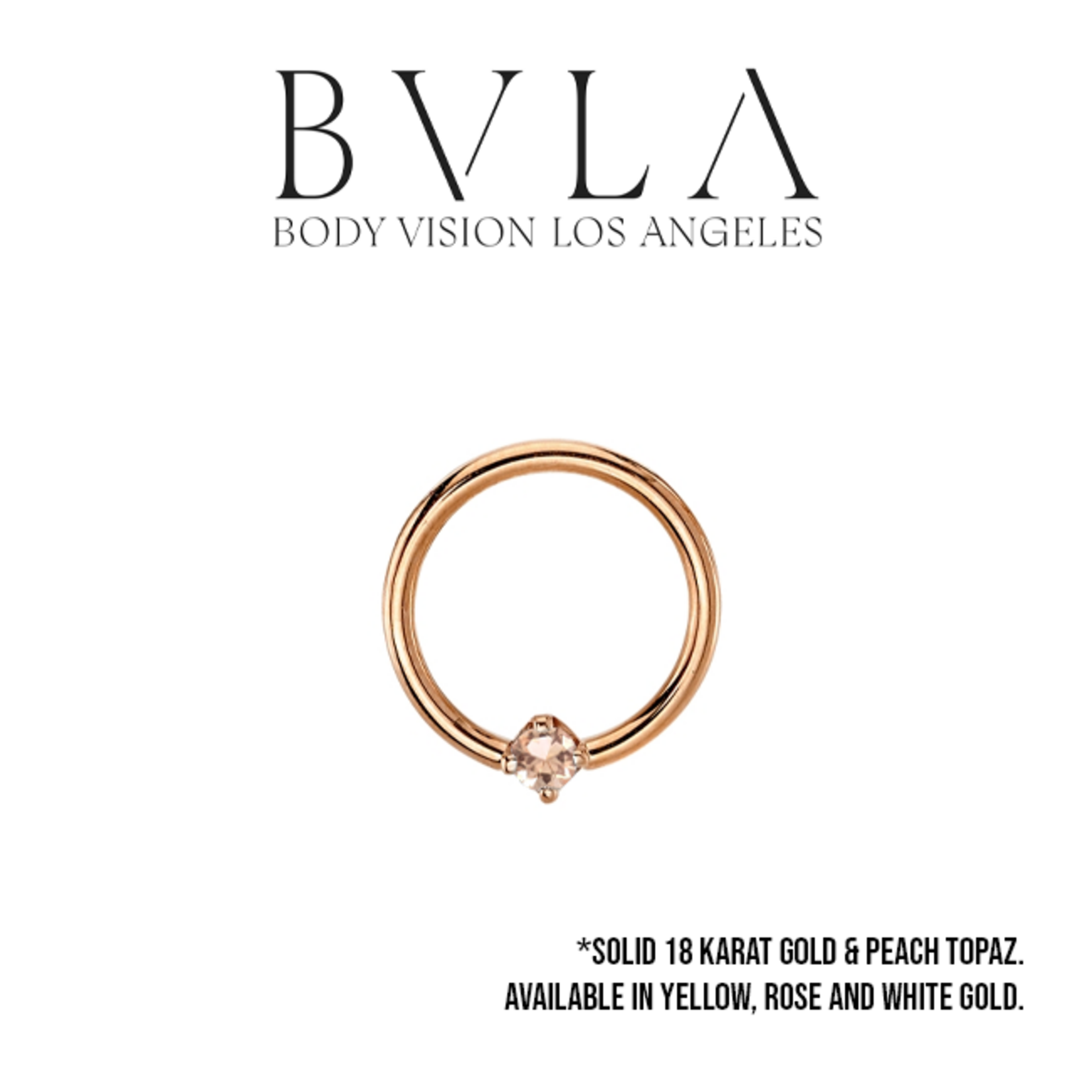 BVLA BVLA 16g "Fixed Prong Ring" with AA Peach Topaz
