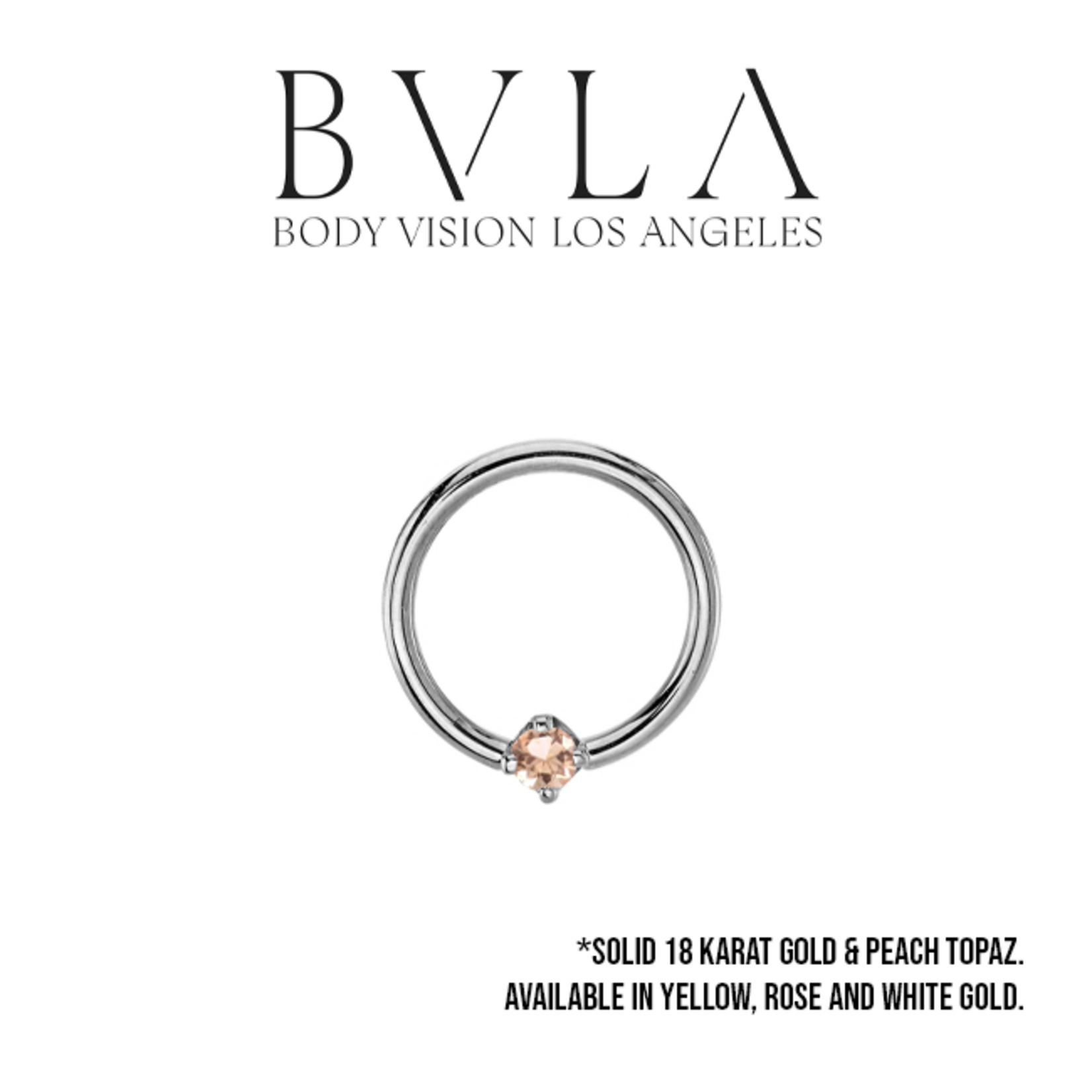 BVLA BVLA 16g "Fixed Prong Ring" with AA Peach Topaz