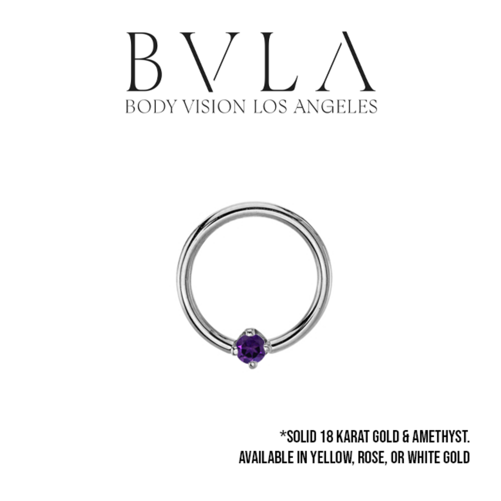 BVLA BVLA 16g "Fixed Prong Ring" with AA Amethyst