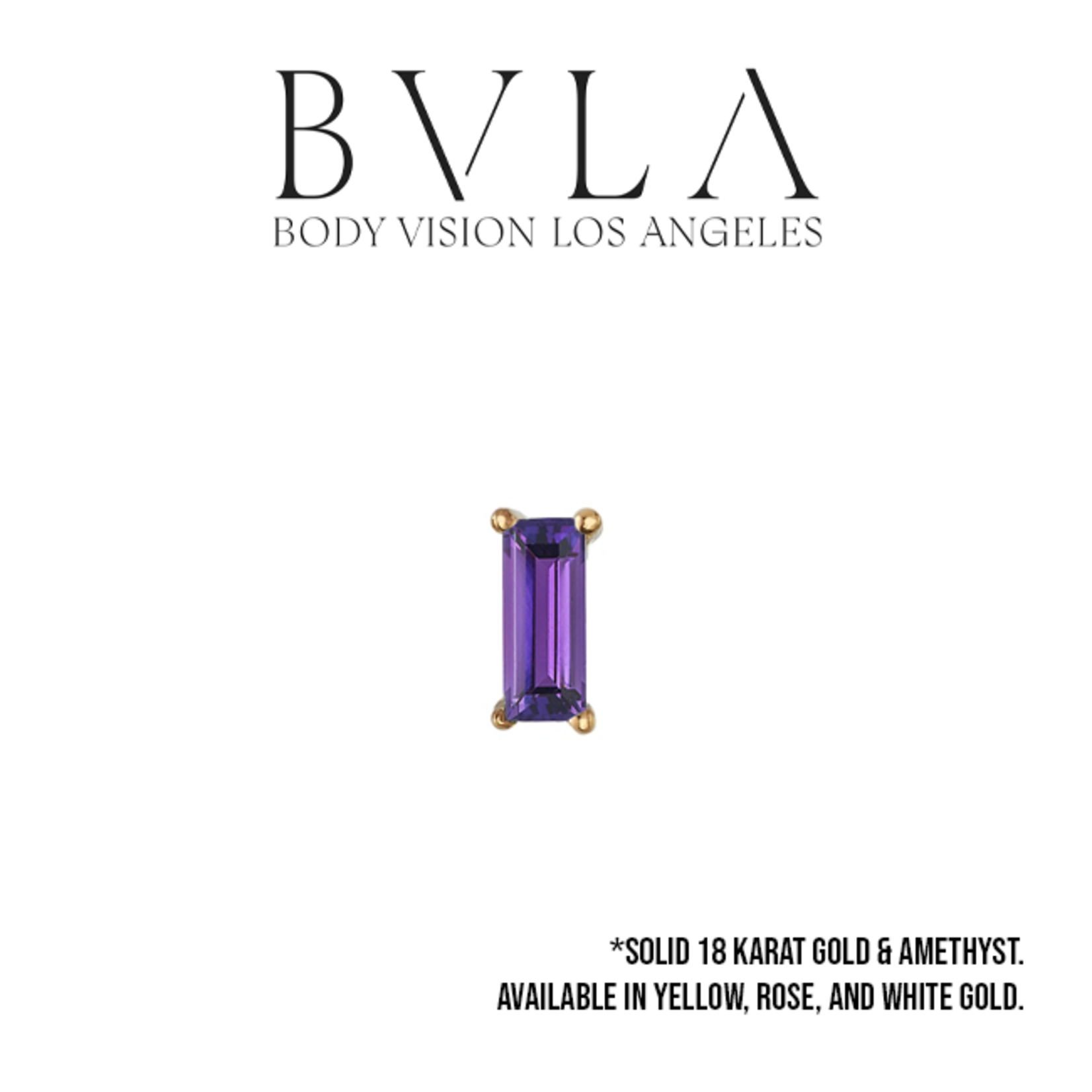BVLA BVLA 16g "Prong Baguette" threaded end with AA Amethyst