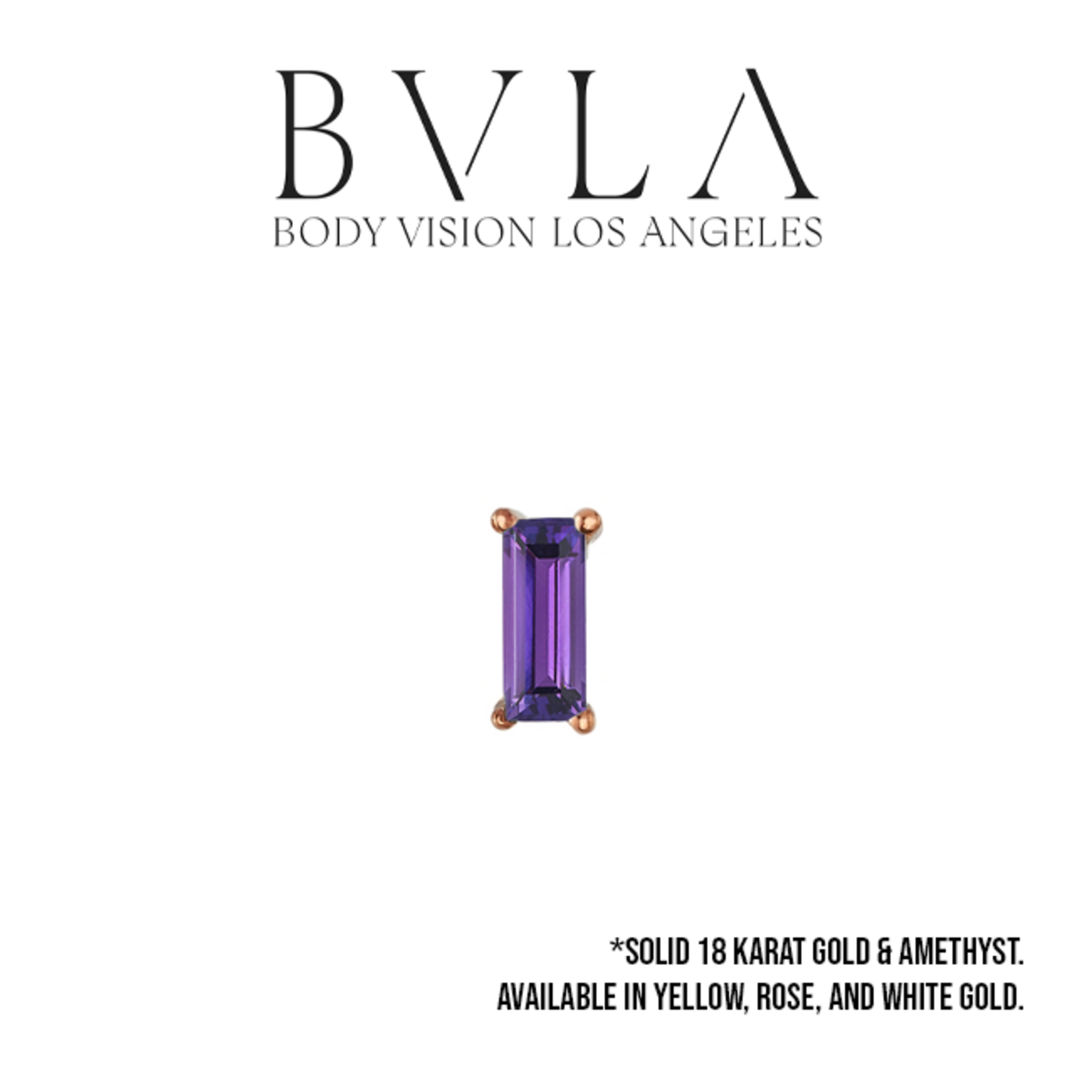 BVLA BVLA 16g "Prong Baguette" threaded end with AA Amethyst