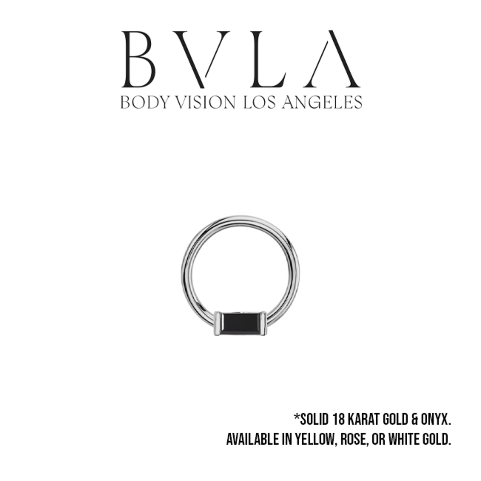 BVLA BVLA 16g "Fixed Baguette Ring" with Onyx. Nipple Orientation