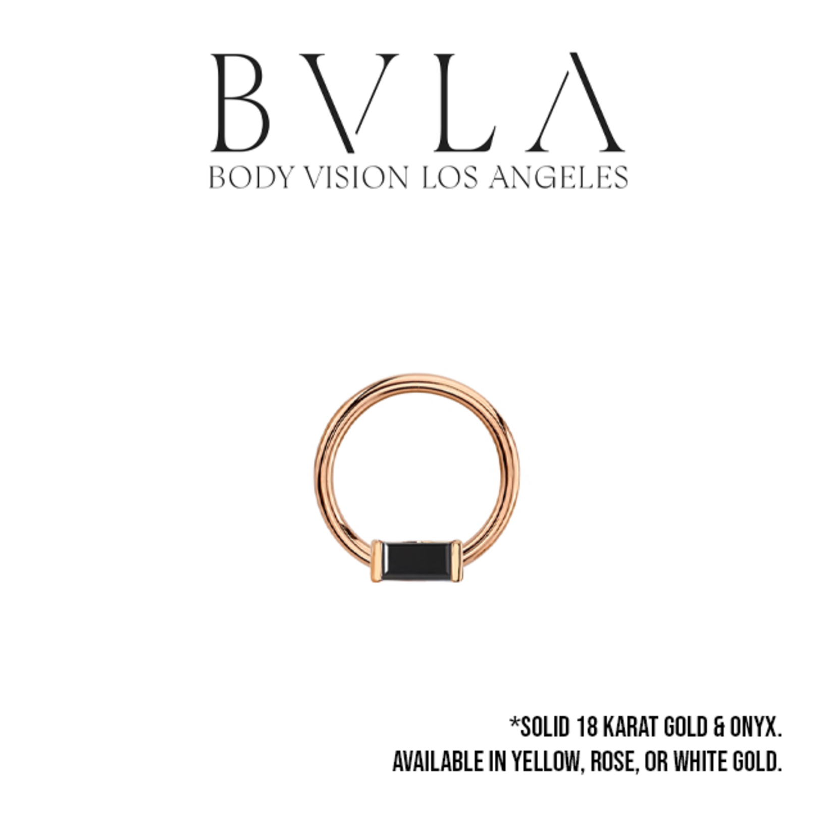 BVLA BVLA 16g "Fixed Baguette Ring" with Onyx. Nipple Orientation