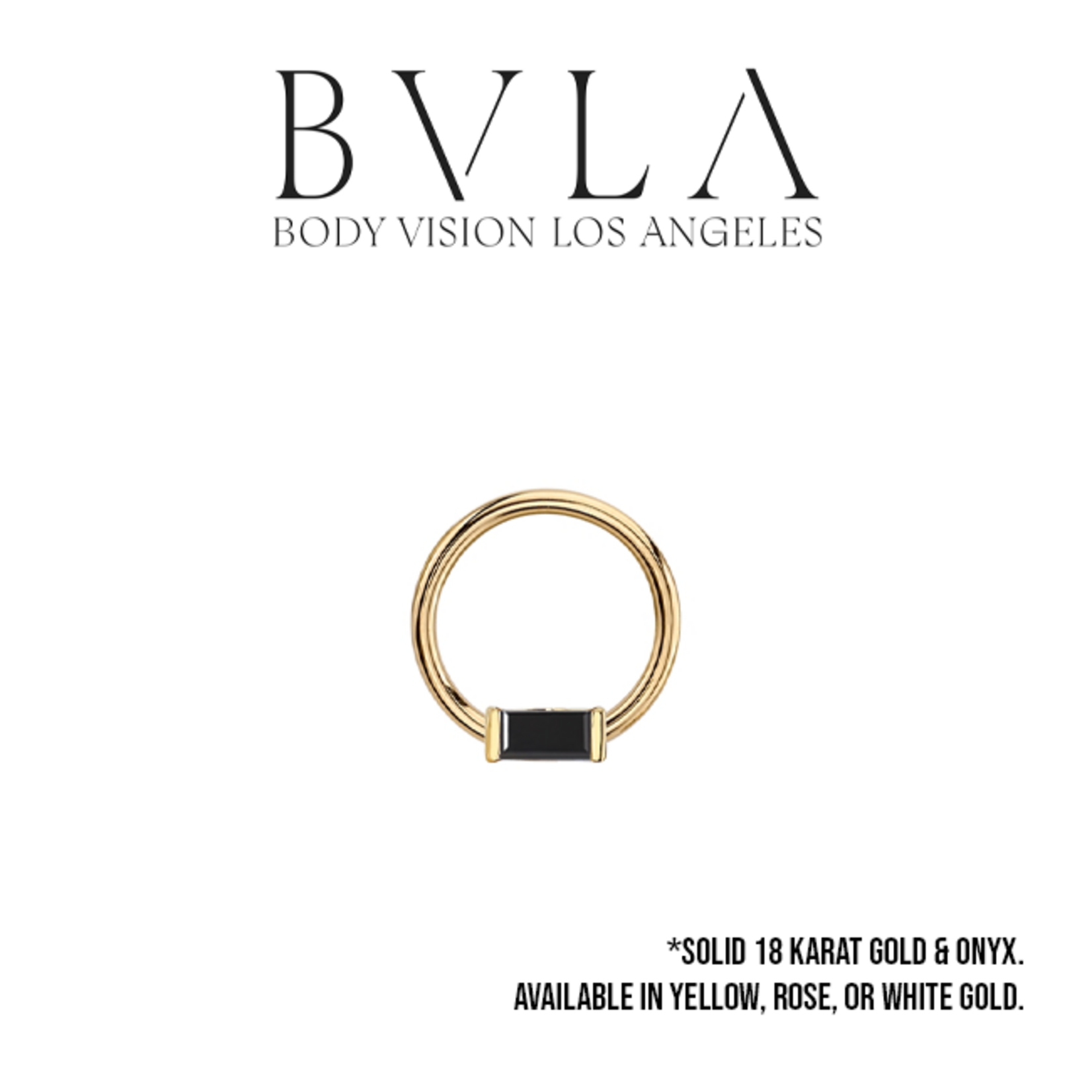 BVLA BVLA 16g "Fixed Baguette Ring" with Onyx. Nipple Orientation