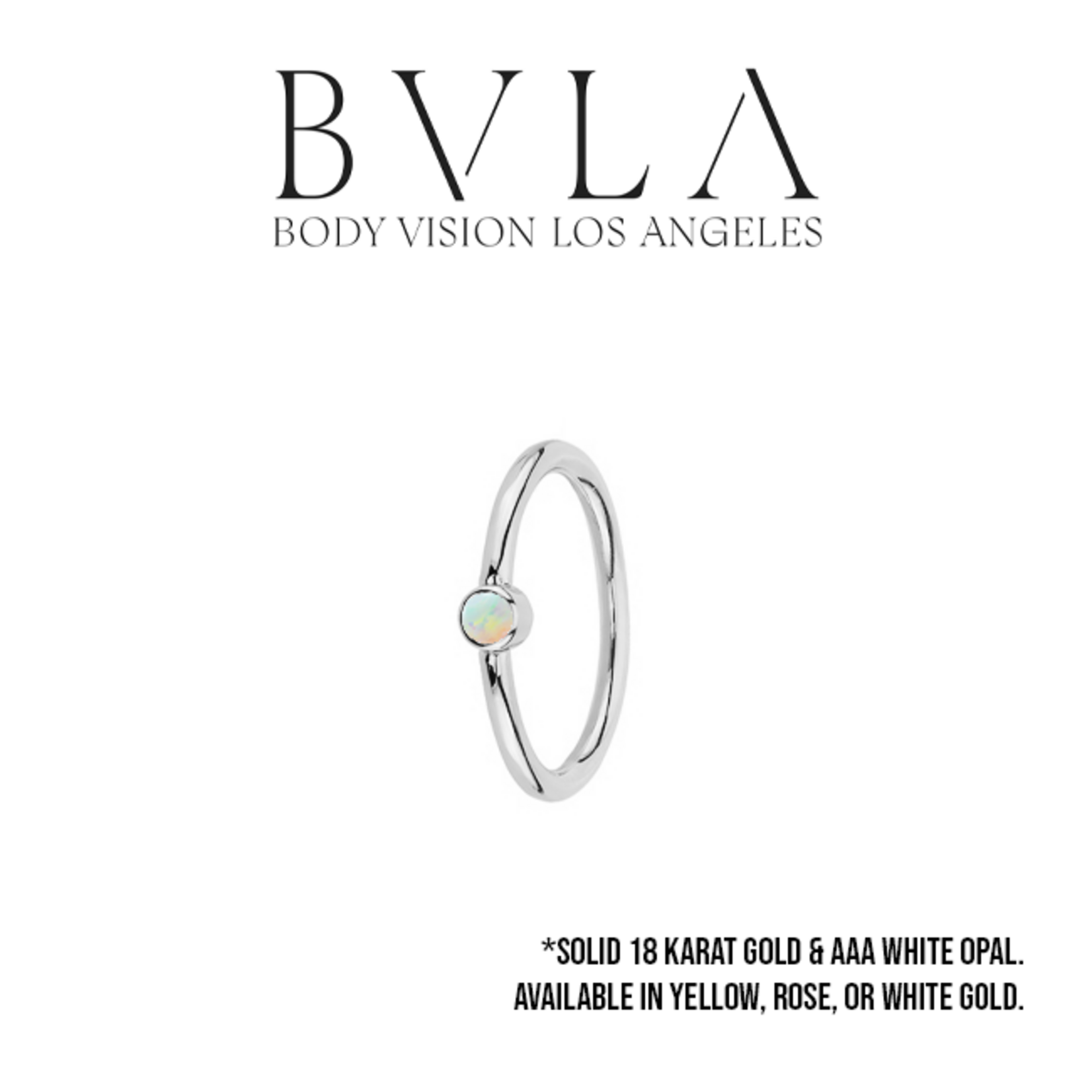BVLA BVLA 18g "Fixed Bezel Ring" with 2.0mm AAA White Opal