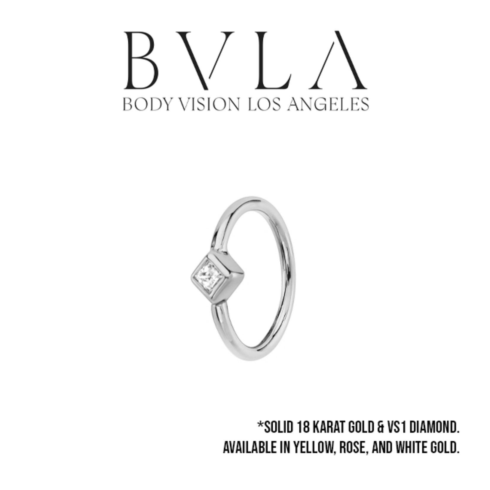 BVLA BVLA 18g "Fixed Princess Bezel Ring" with 2.0mm VS1 Diamond