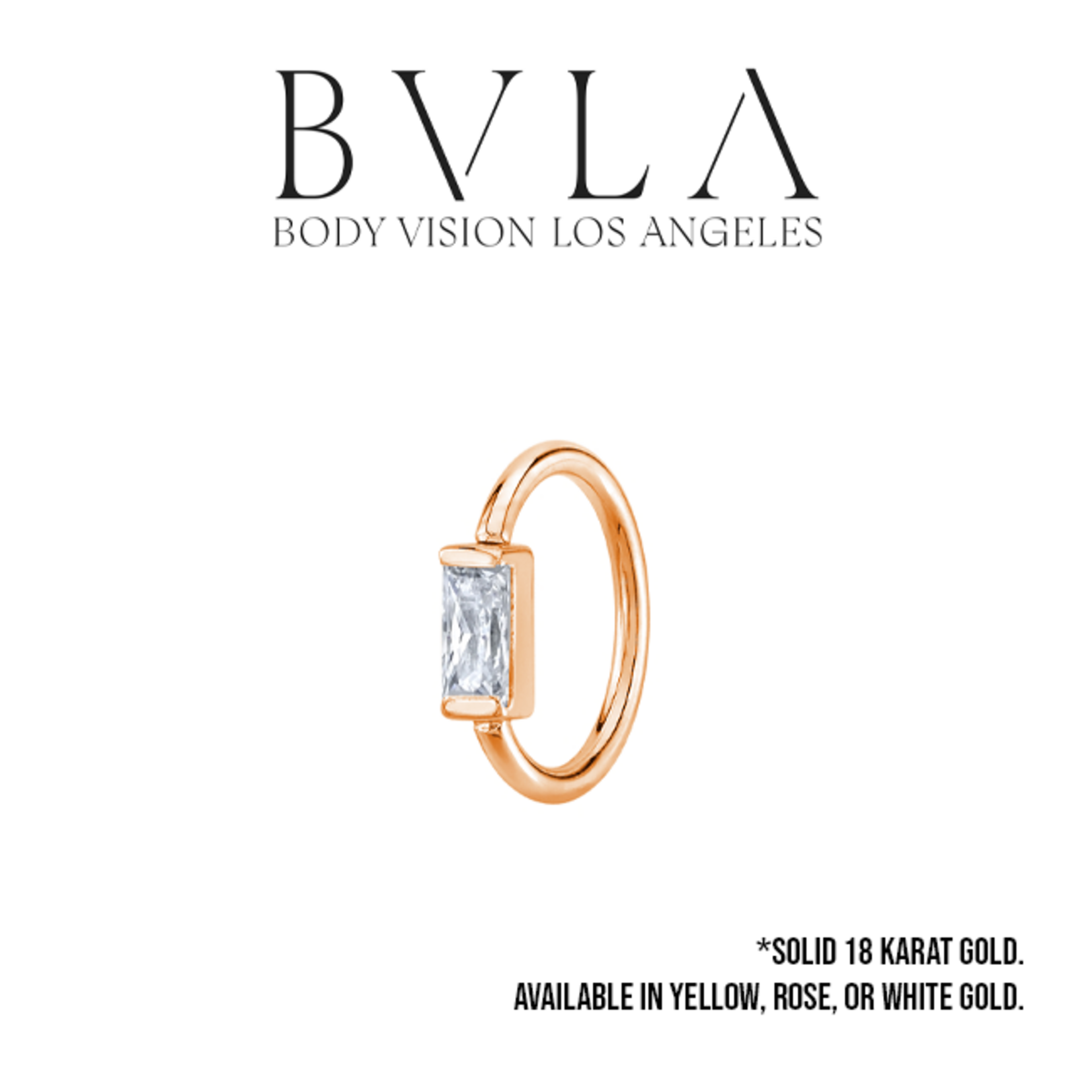 BVLA BVLA 16g "Fixed Baguette Ring" with CZ. Navel Orientation