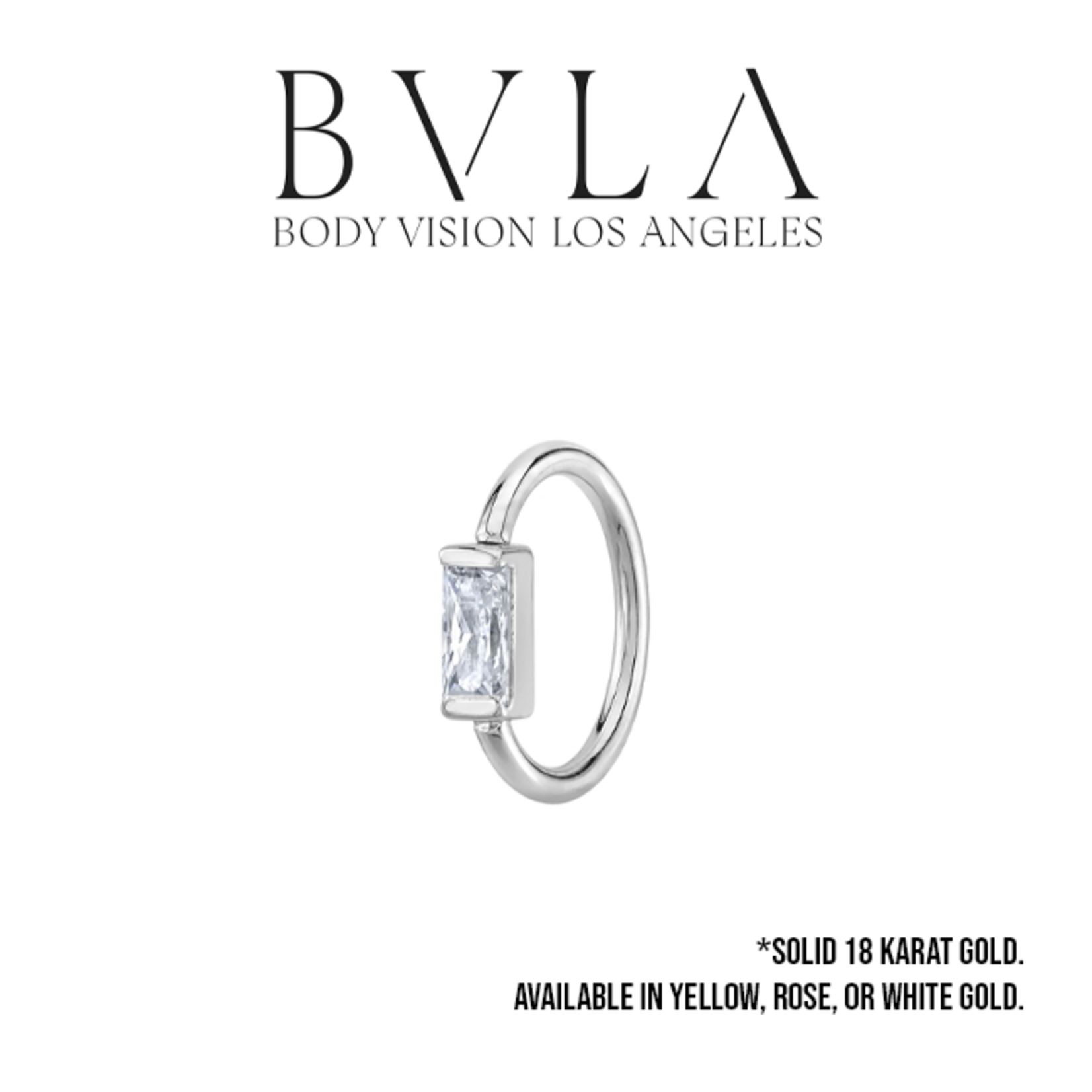 BVLA BVLA 16g "Fixed Baguette Ring" with CZ. Navel Orientation