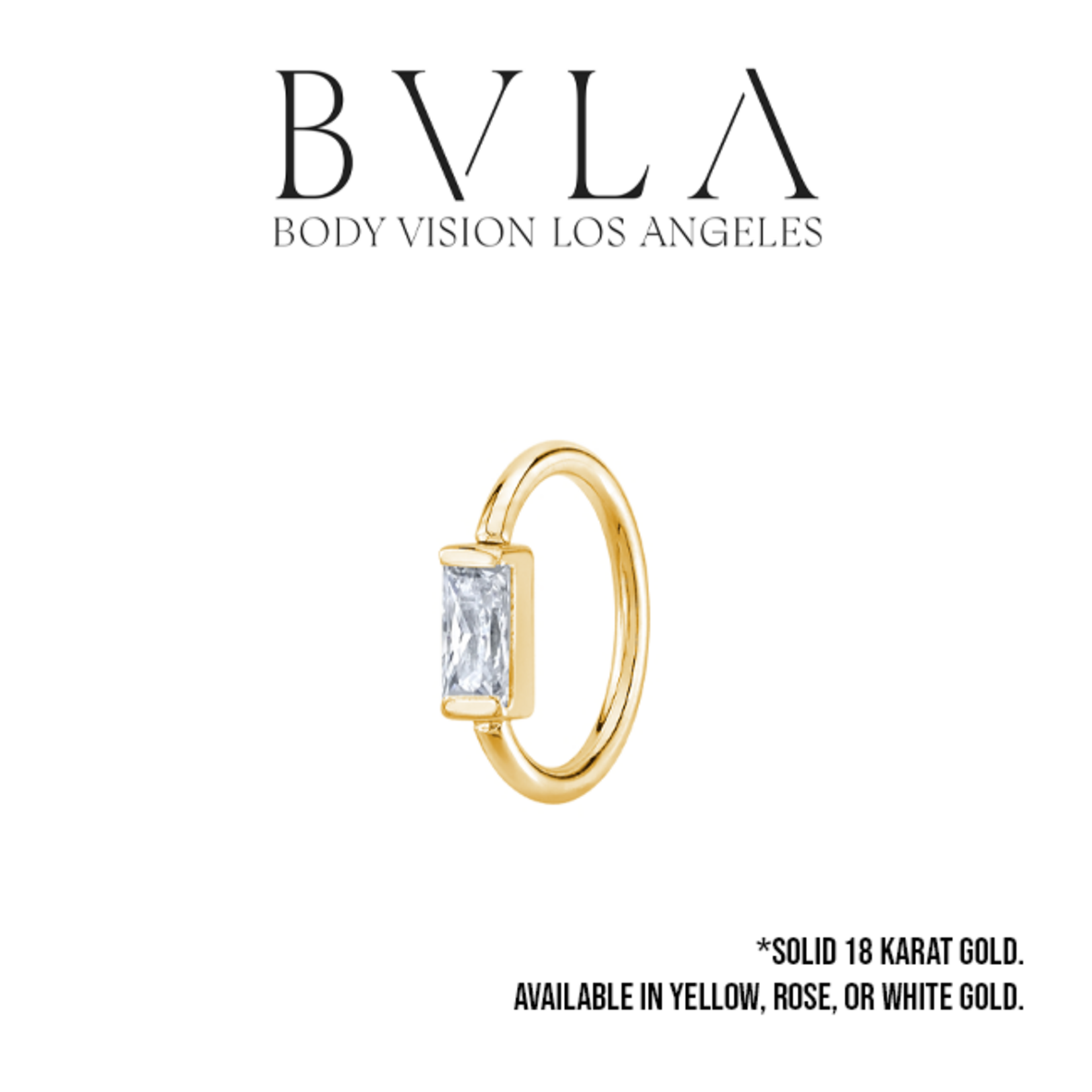 BVLA BVLA 16g "Fixed Baguette Ring" with CZ. Navel Orientation