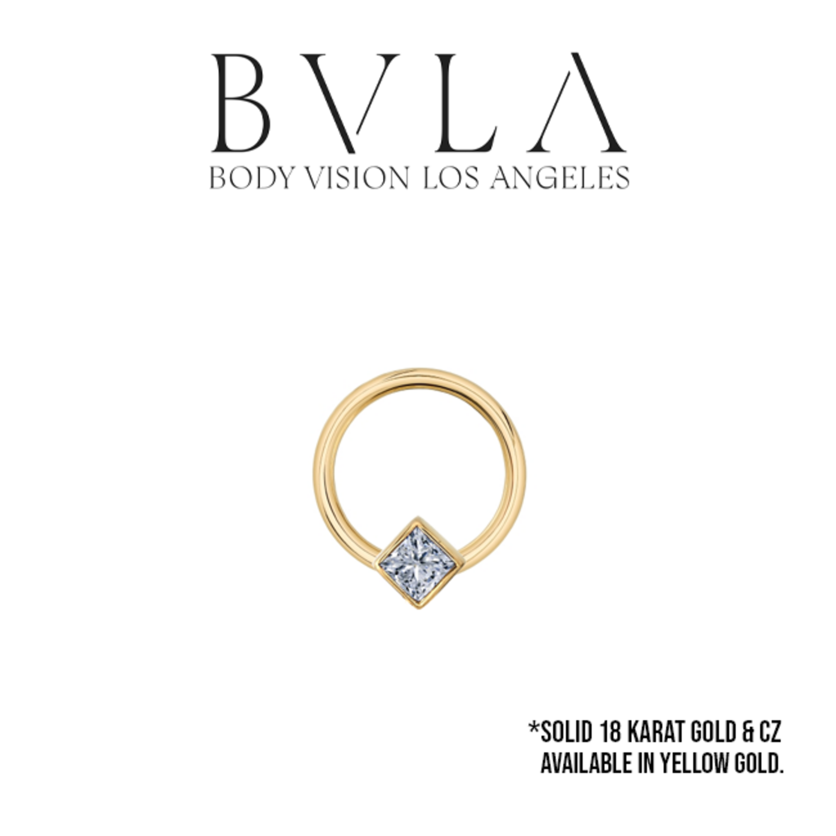 BVLA BVLA 16g "Fixed Princess Bezel Ring" with 2.0mm CZ