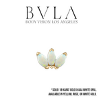 BVLA BVLA 16g "Marquise Fan" Threaded End with AAA White Opal