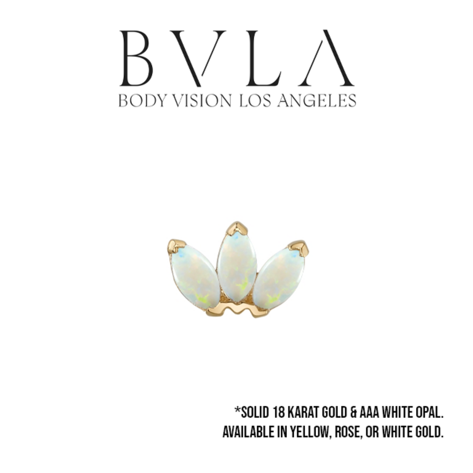 BVLA BVLA 16g "Marquise Fan" threaded end with AAA White Opal