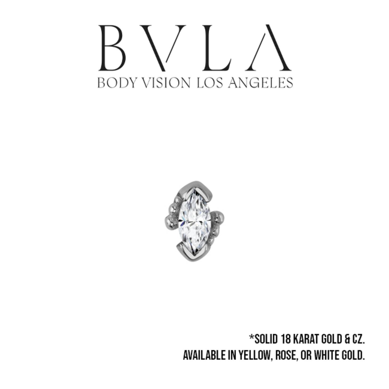 BVLA BVLA 16g "Beaded Marquise" threaded end with CZ