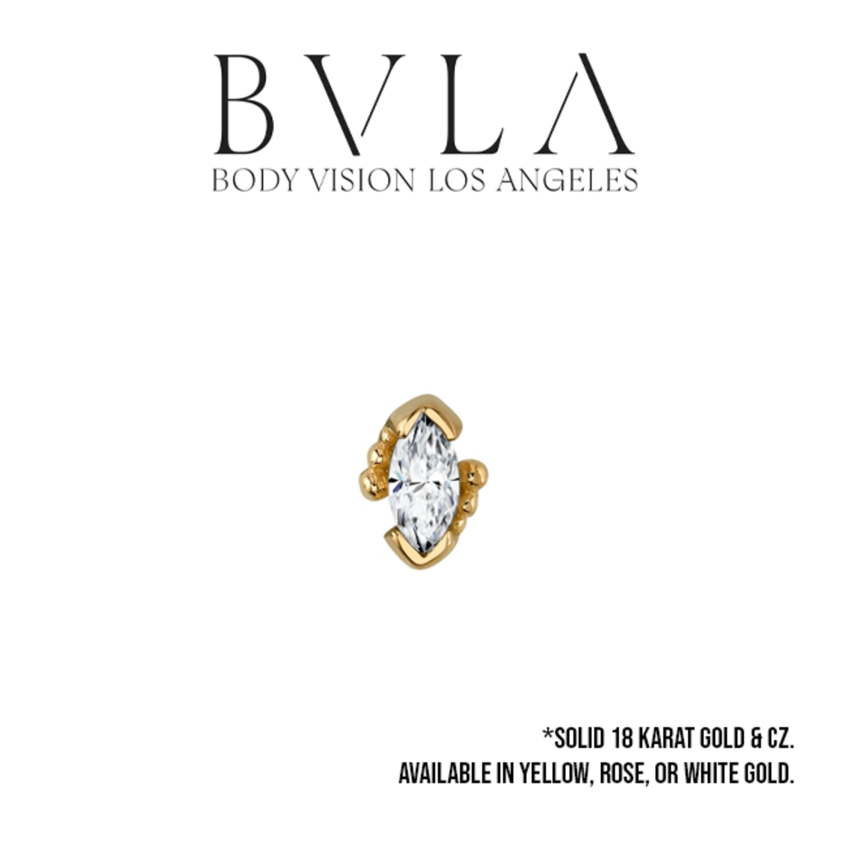 BVLA BVLA 16g "Beaded Marquise" threaded end with CZ