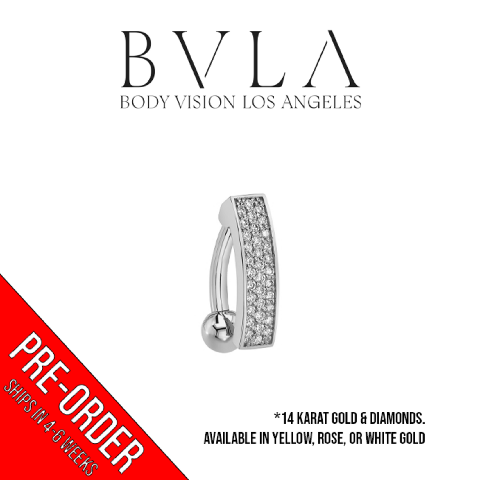 BVLA BVLA 14g "Kenari Comfort Fit" top-loader Navel Curve with 34x 1.0mm VS1 Diamonds