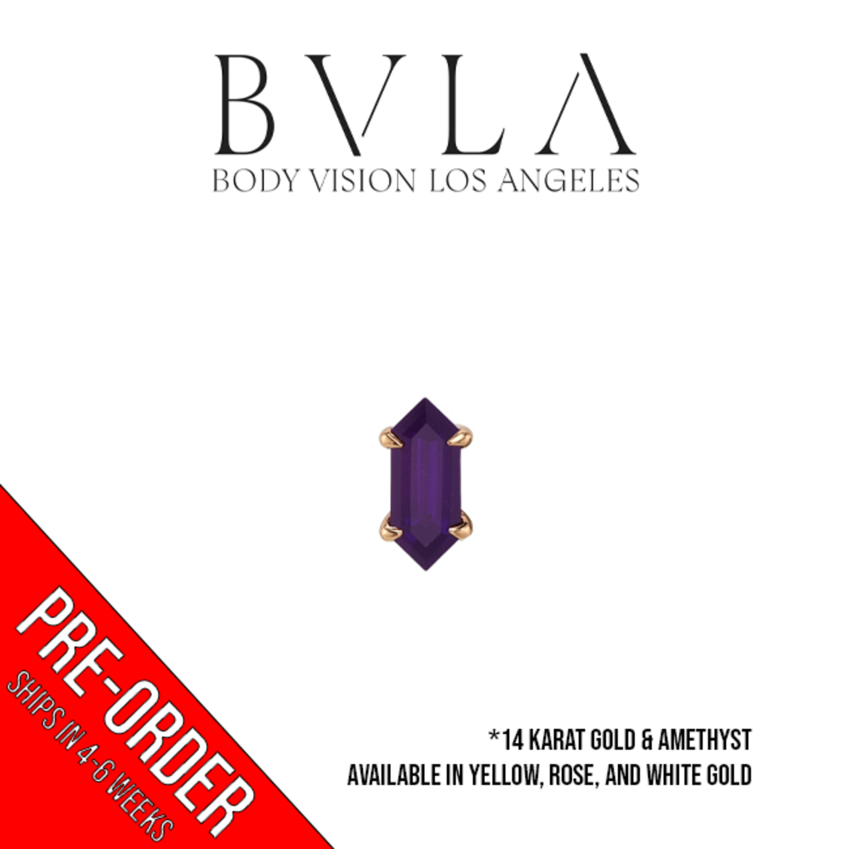 BVLA BVLA 16g 5.0x2.0mm "Deco Claw" threaded end with AA Amethyst