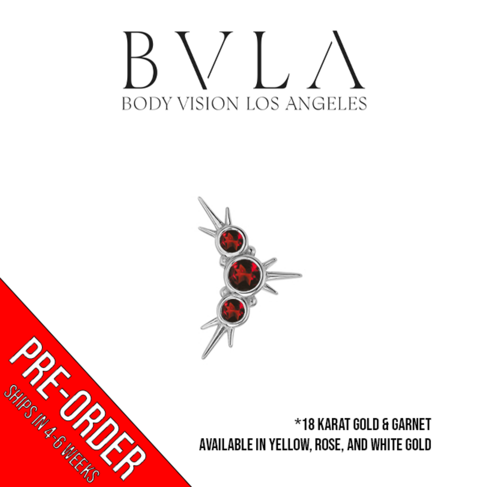 BVLA BVLA 16g 10.0mm "Judith" threaded end with 2x 1.5mm & 1x 2.0mmm AA Garnet